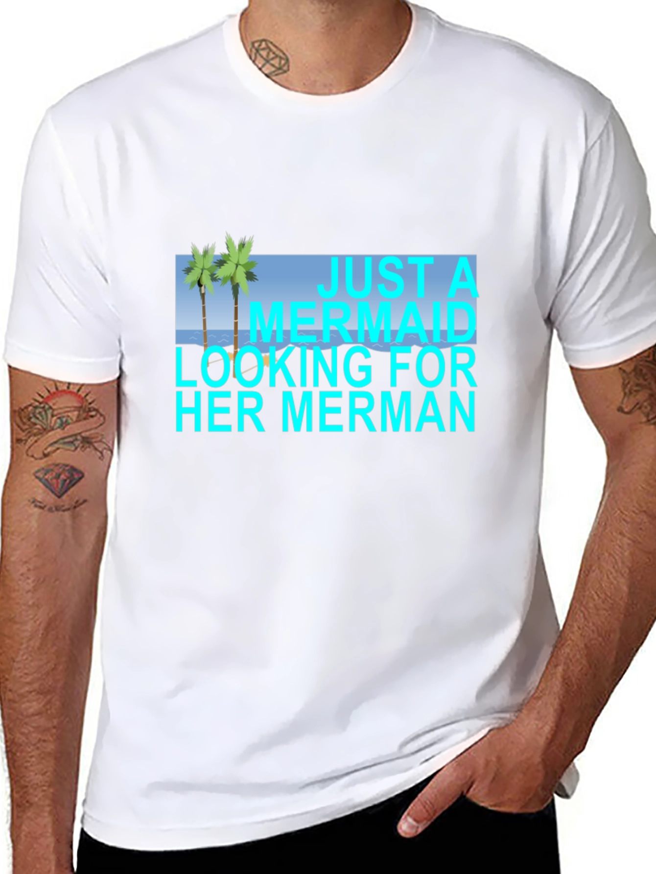 Mermaid Merman Graphic Tee - Beach Lover T-Shirt