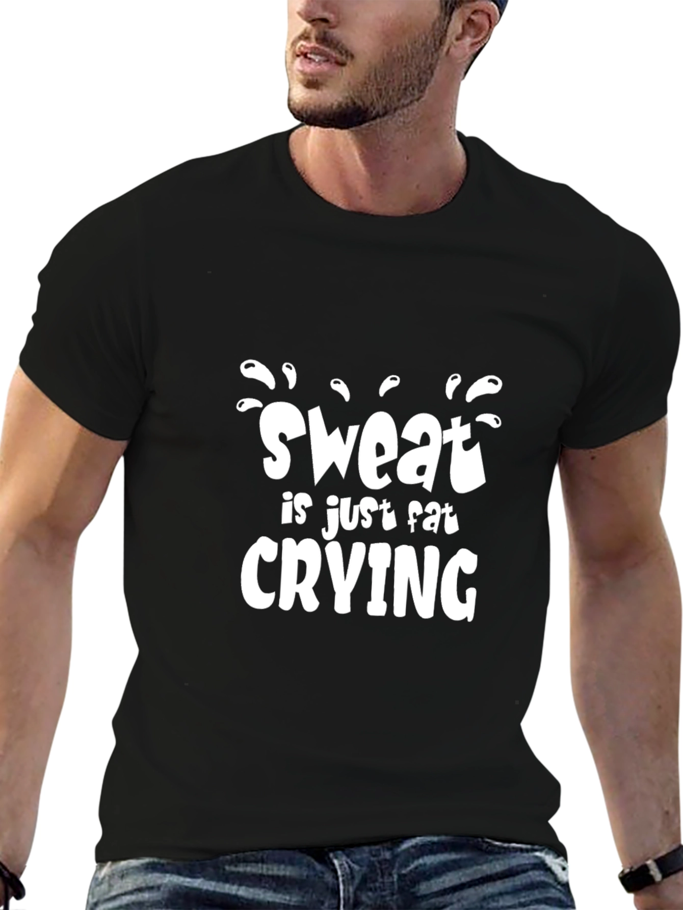 Sweat is Fat Crying Graphic T-Shirt - Gym Motivation