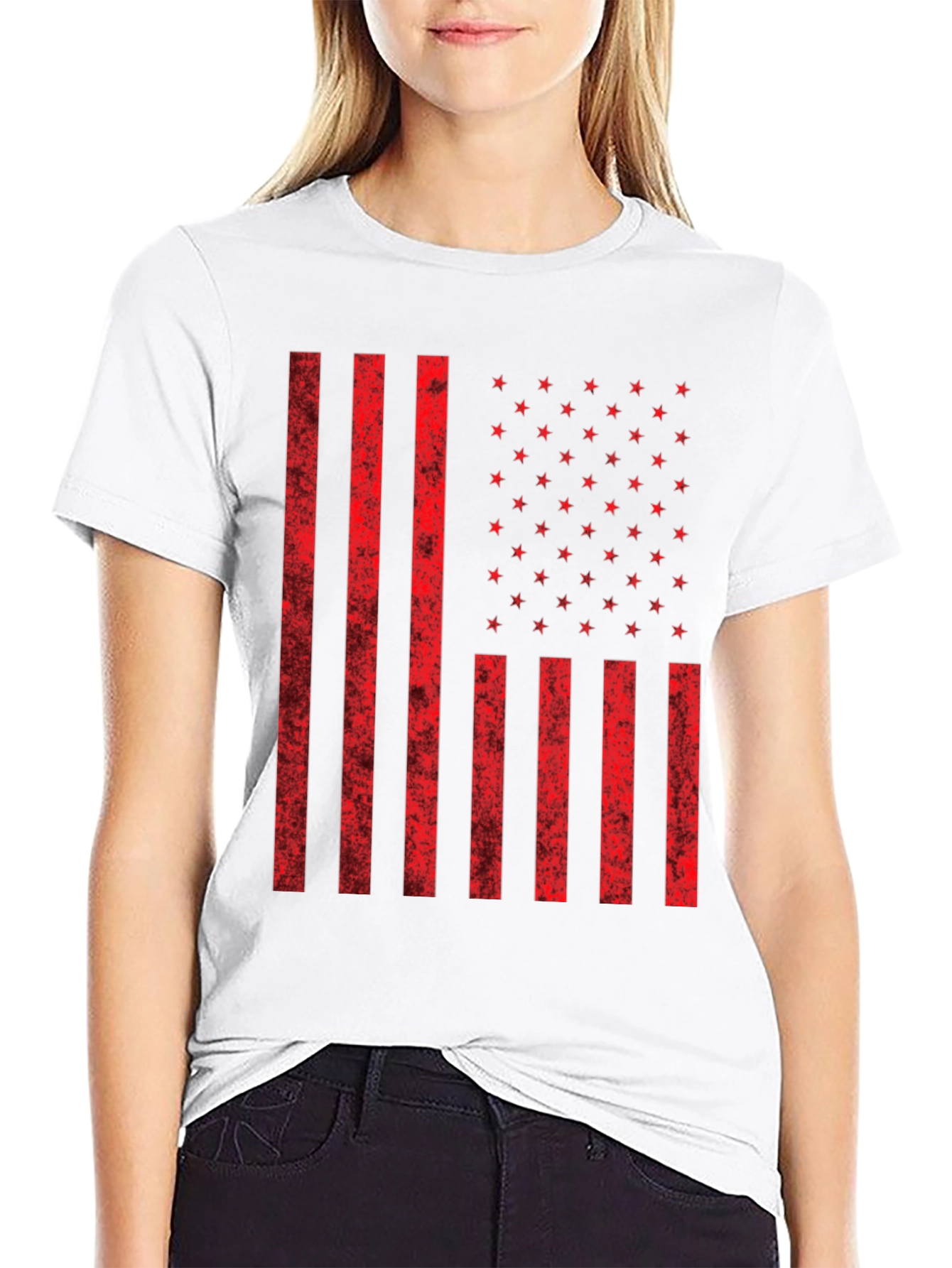 American Flag Graphic Print T-Shirt - Patriotic Style