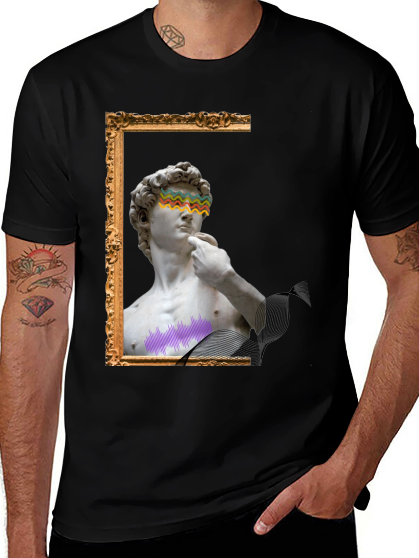 Artistic David Statue Graphic Tee - Unique Design