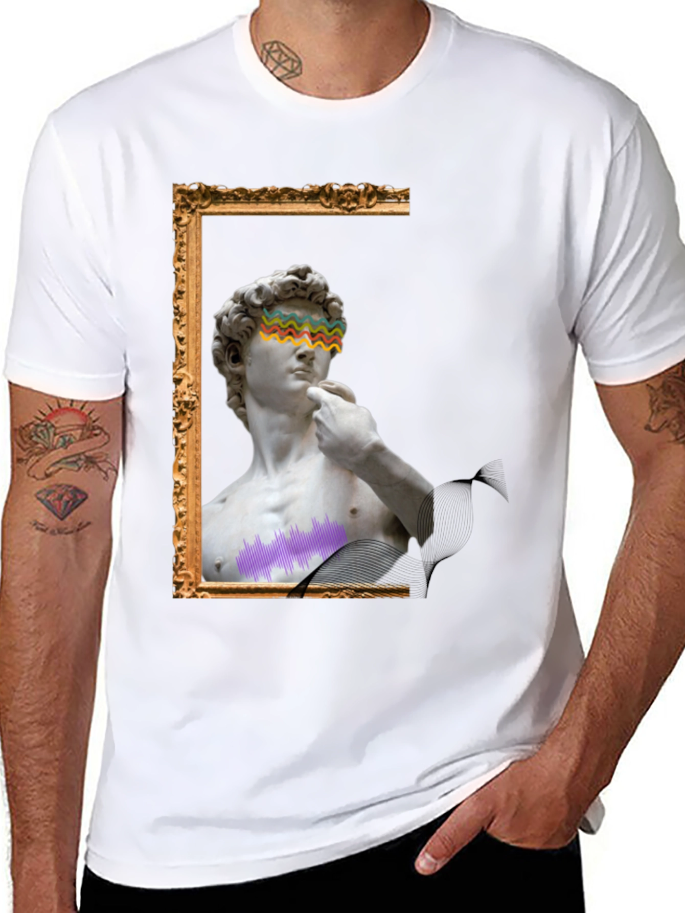Artistic David Statue Graphic Tee - Unique Design