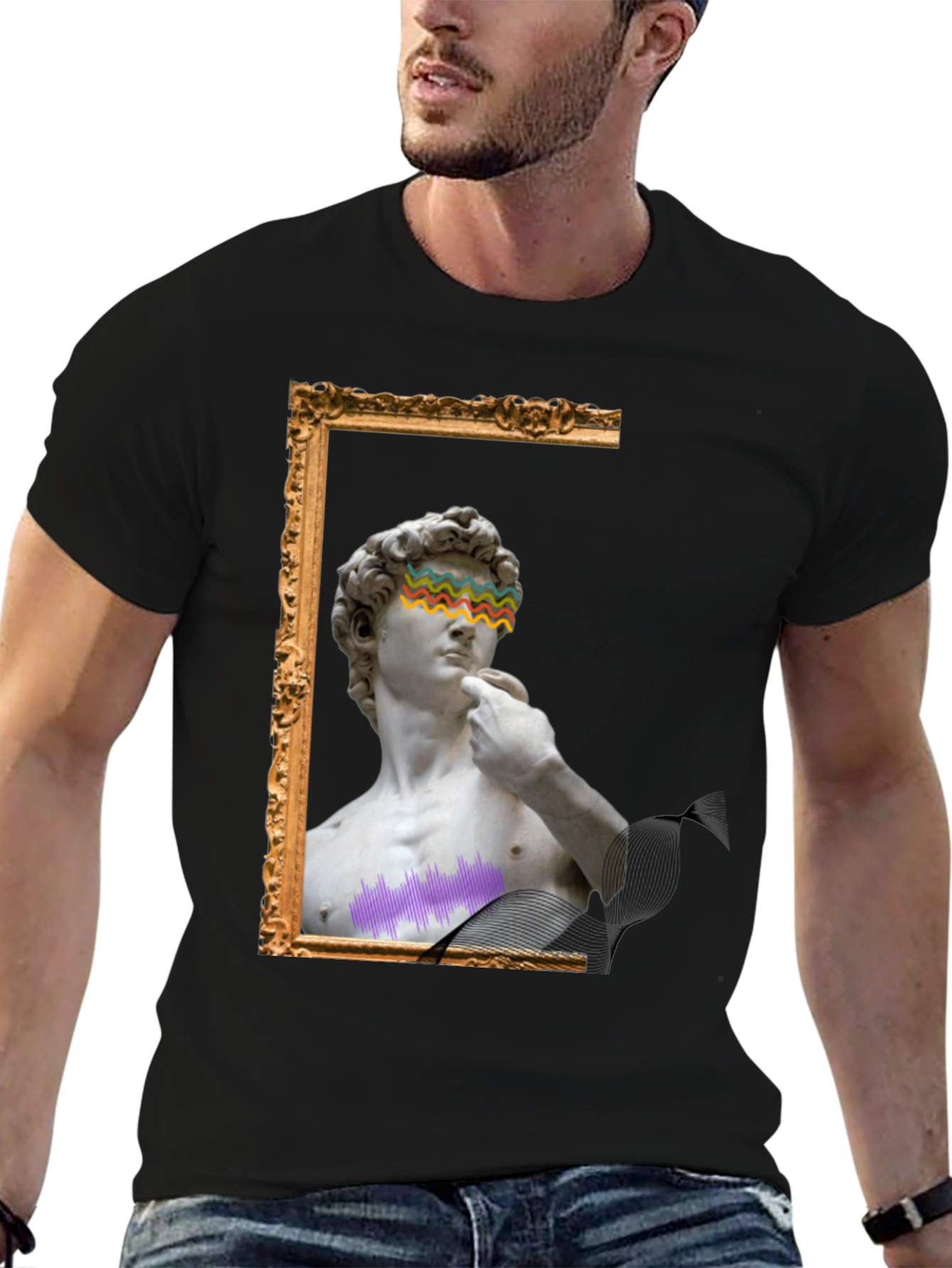 Artistic David Statue Graphic Tee - Unique Design