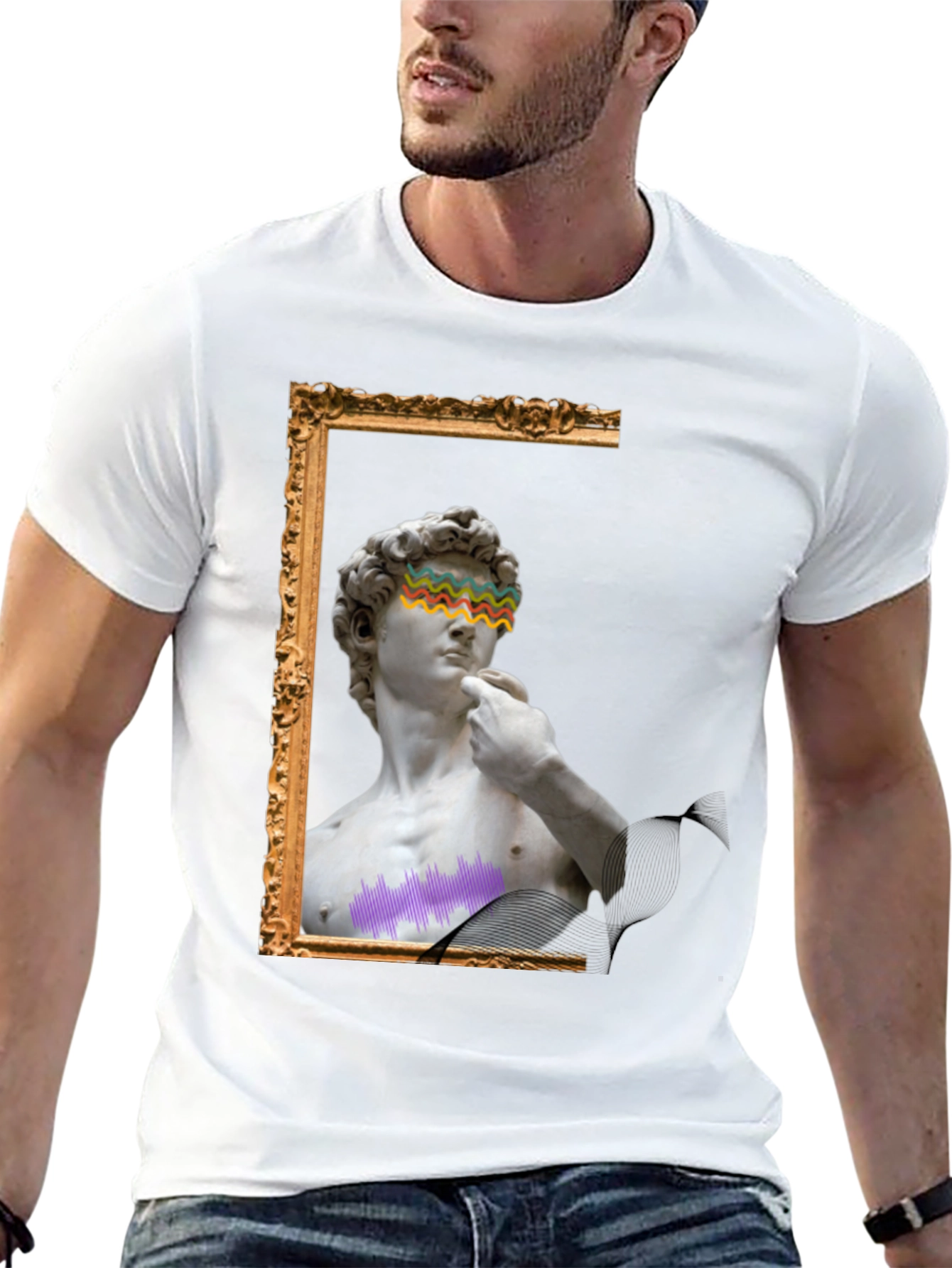 Artistic David Statue Graphic Tee - Unique Design