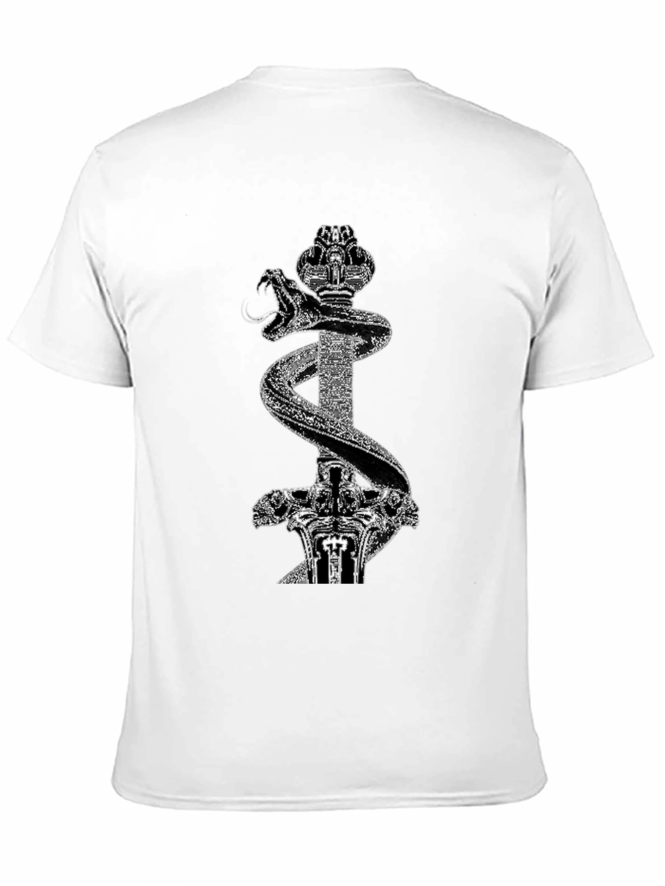 Black T-Shirt with Snake & Sword Graphic