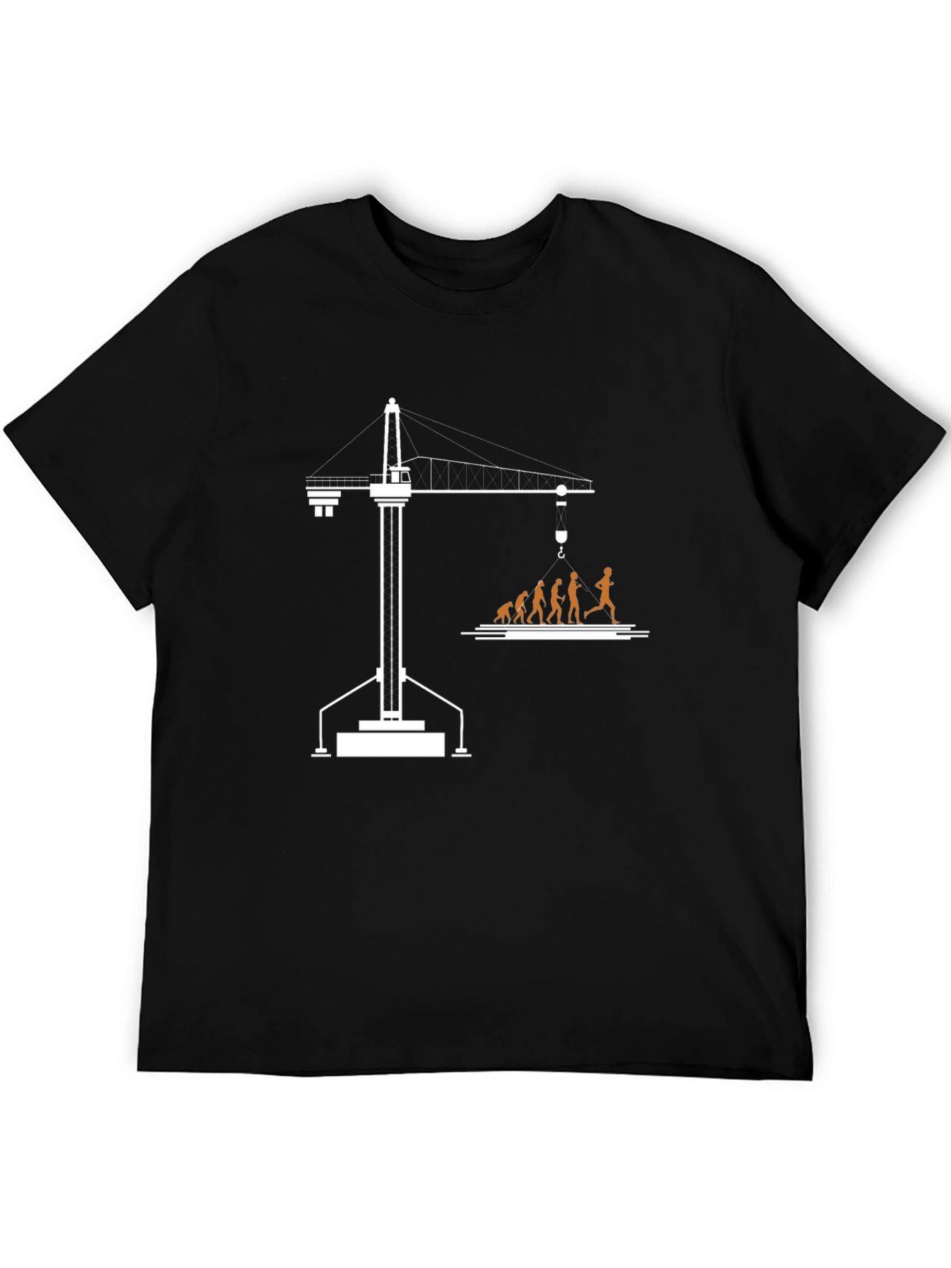 Construction Crane Evolution T-Shirt - Black