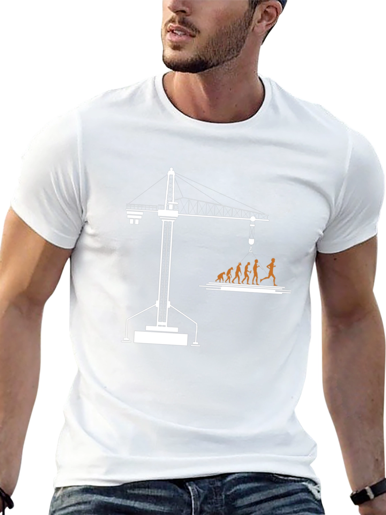 Construction Crane Evolution T-Shirt - Black