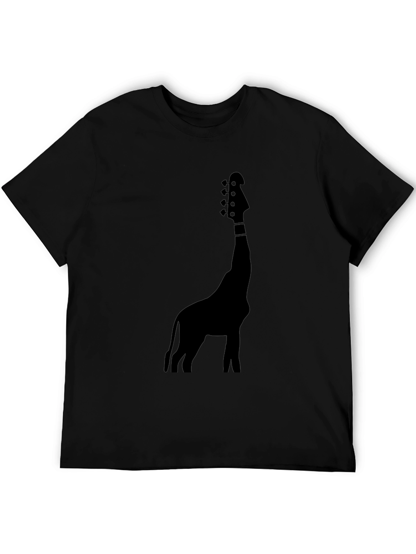 Giraffe Guitar Graphic Tee - Black Cotton Blend T-Shirt