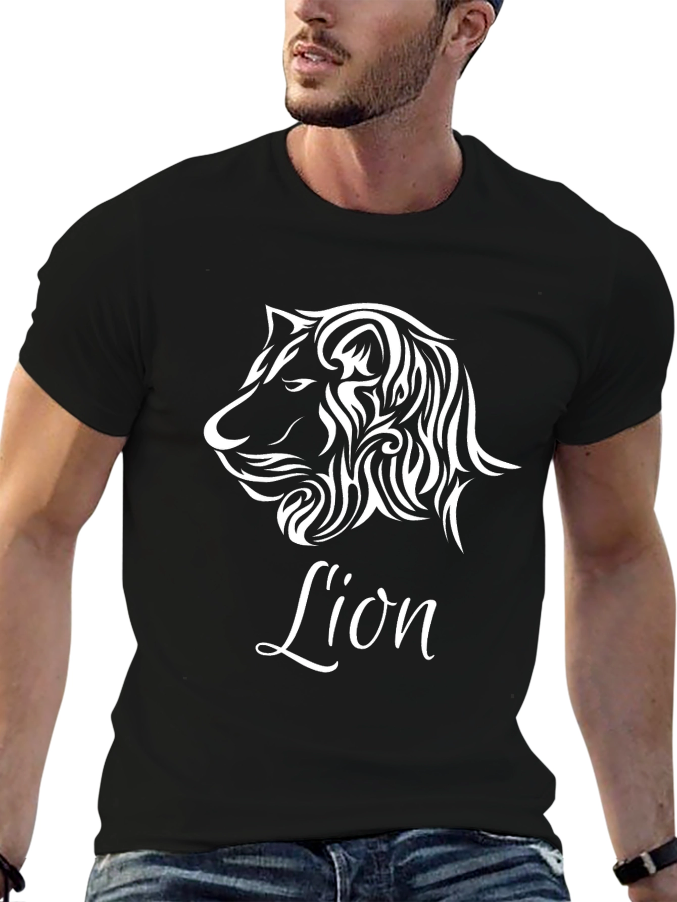 Tribal Lion Black Graphic Tee