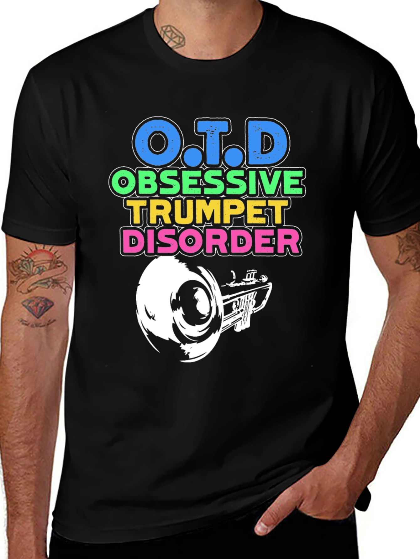 O.T.D Obsessive Trumpet Disorder Black T-Shirt