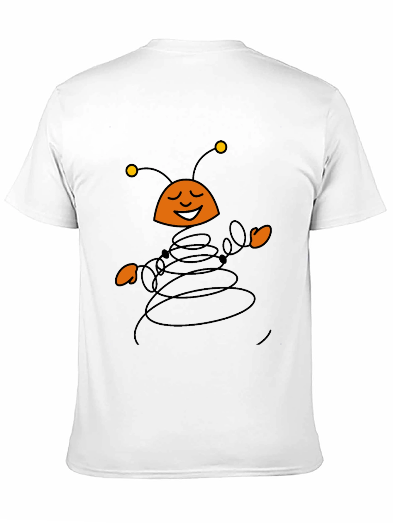 Whimsical Cartoon Insect Black T-Shirt
