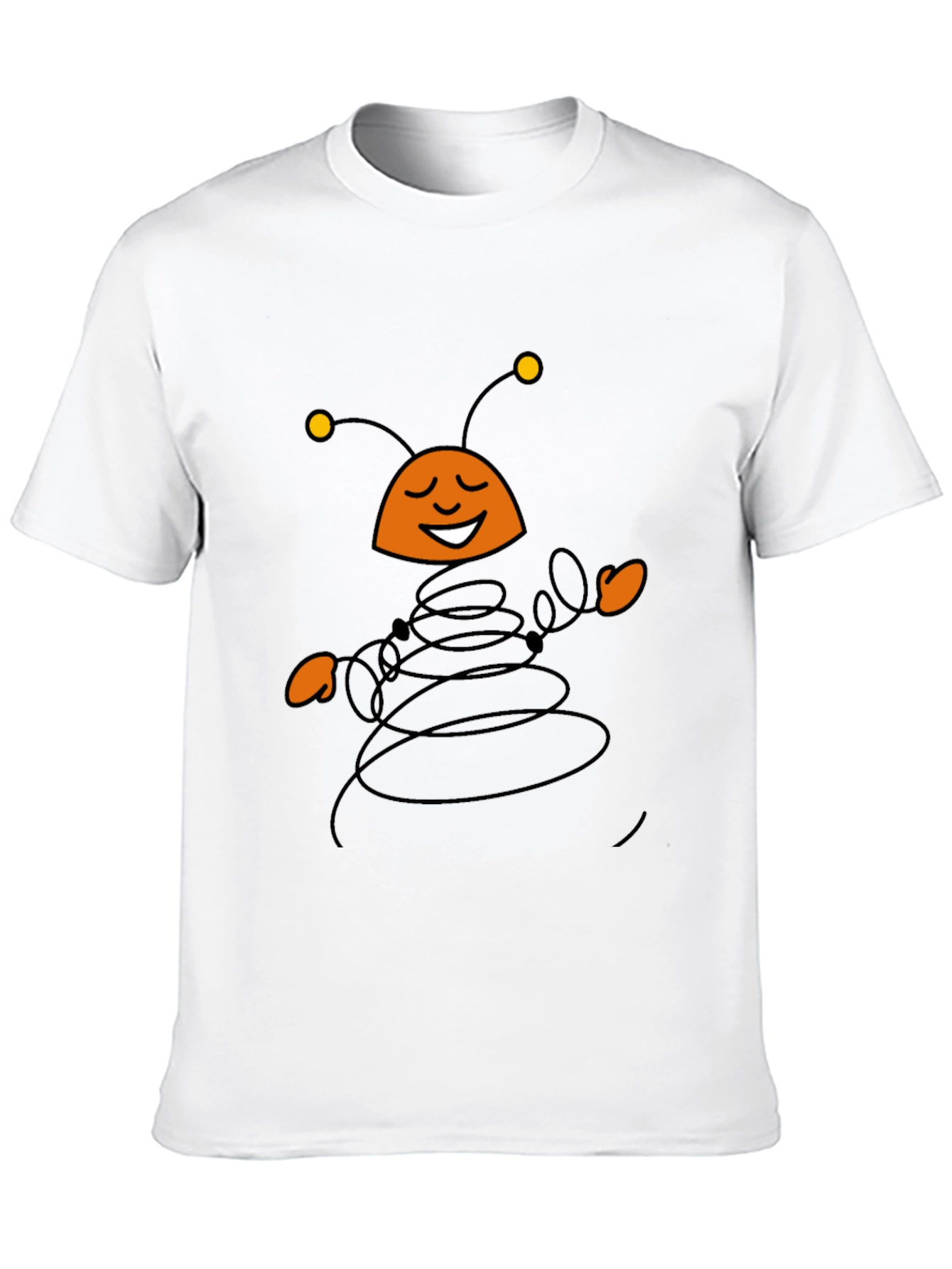 Whimsical Cartoon Insect Black T-Shirt