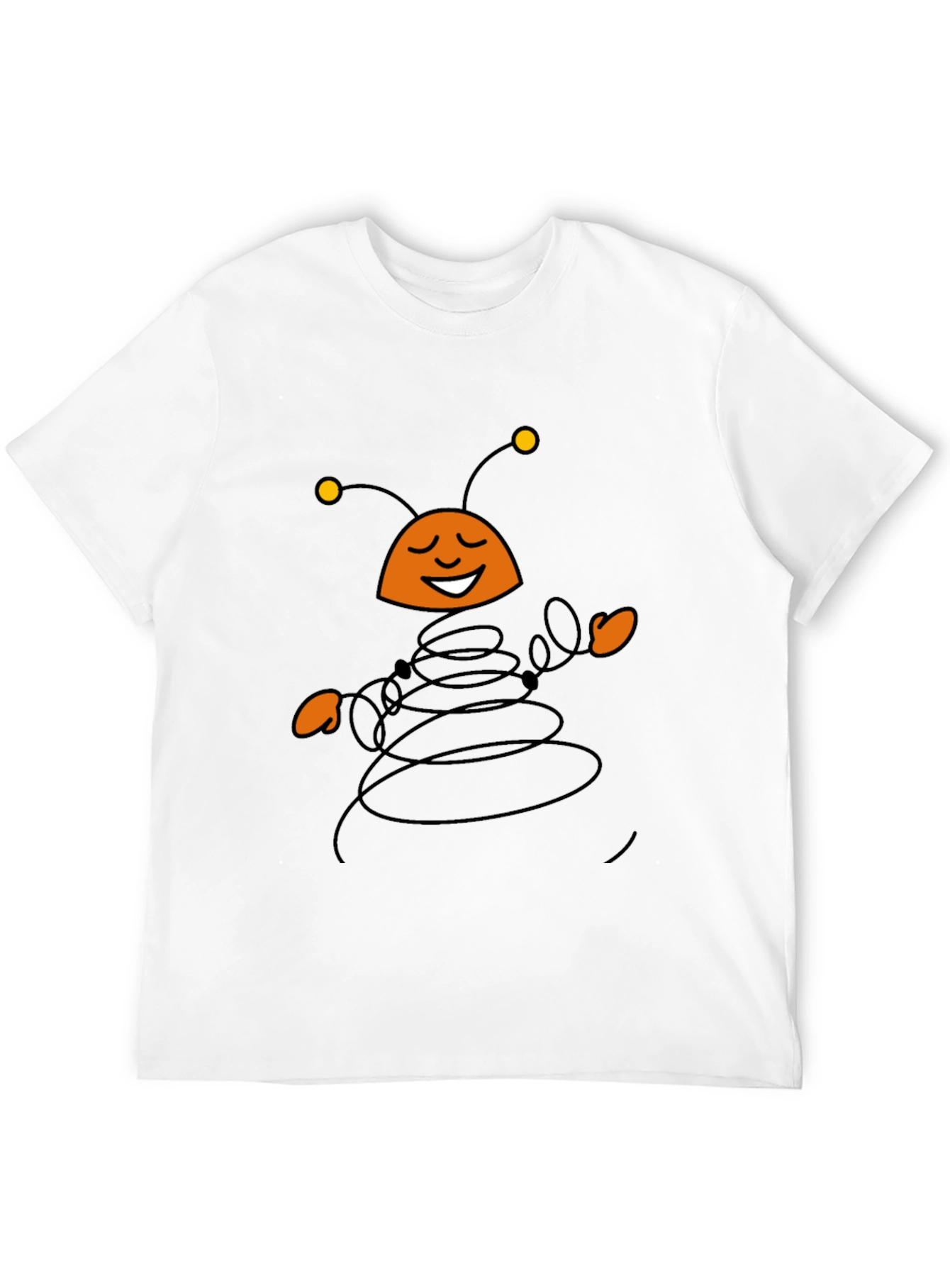 Whimsical Cartoon Insect Black T-Shirt