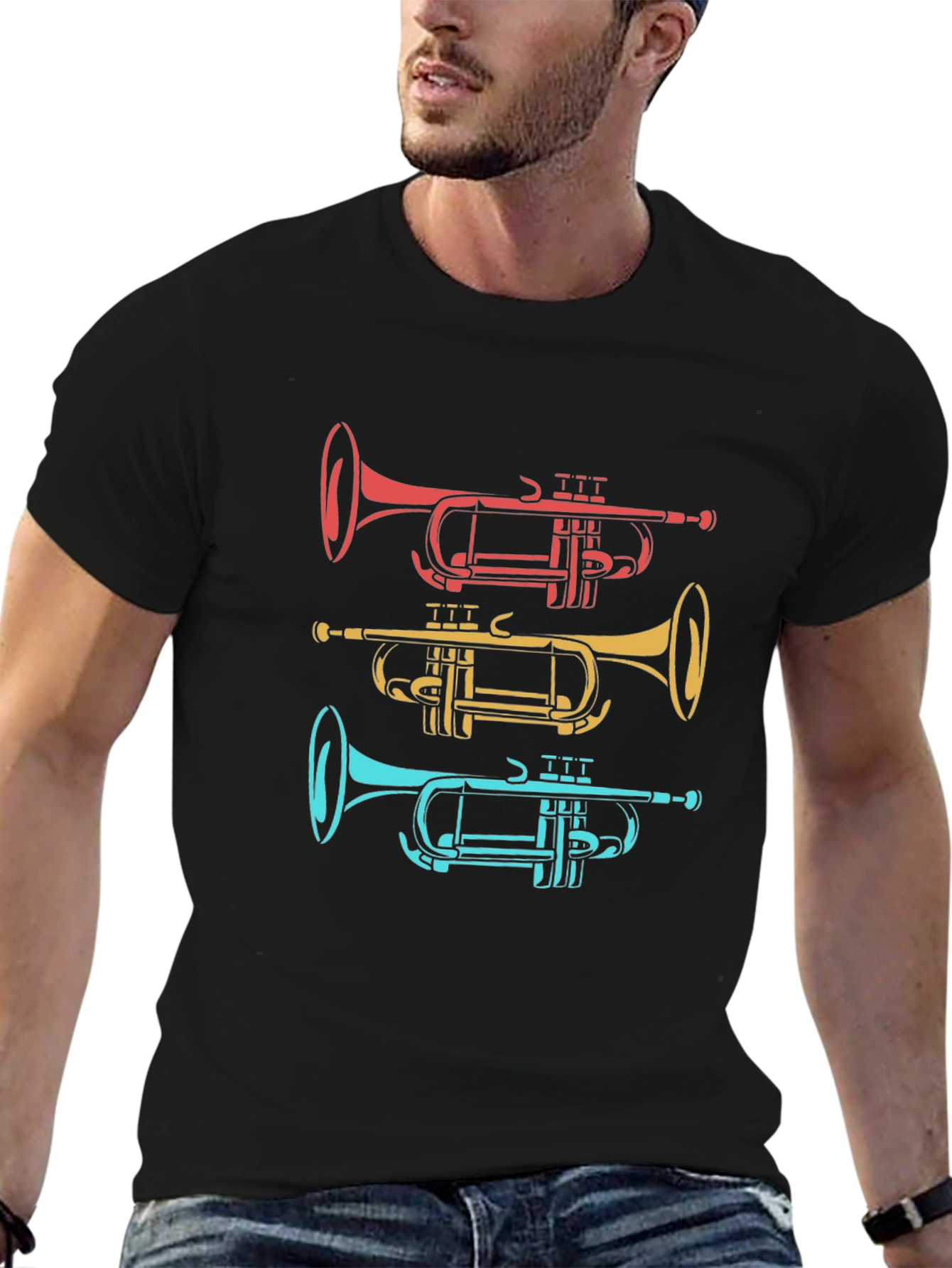 Trumpet Trio Graphic Tee - Cool Music Shirt