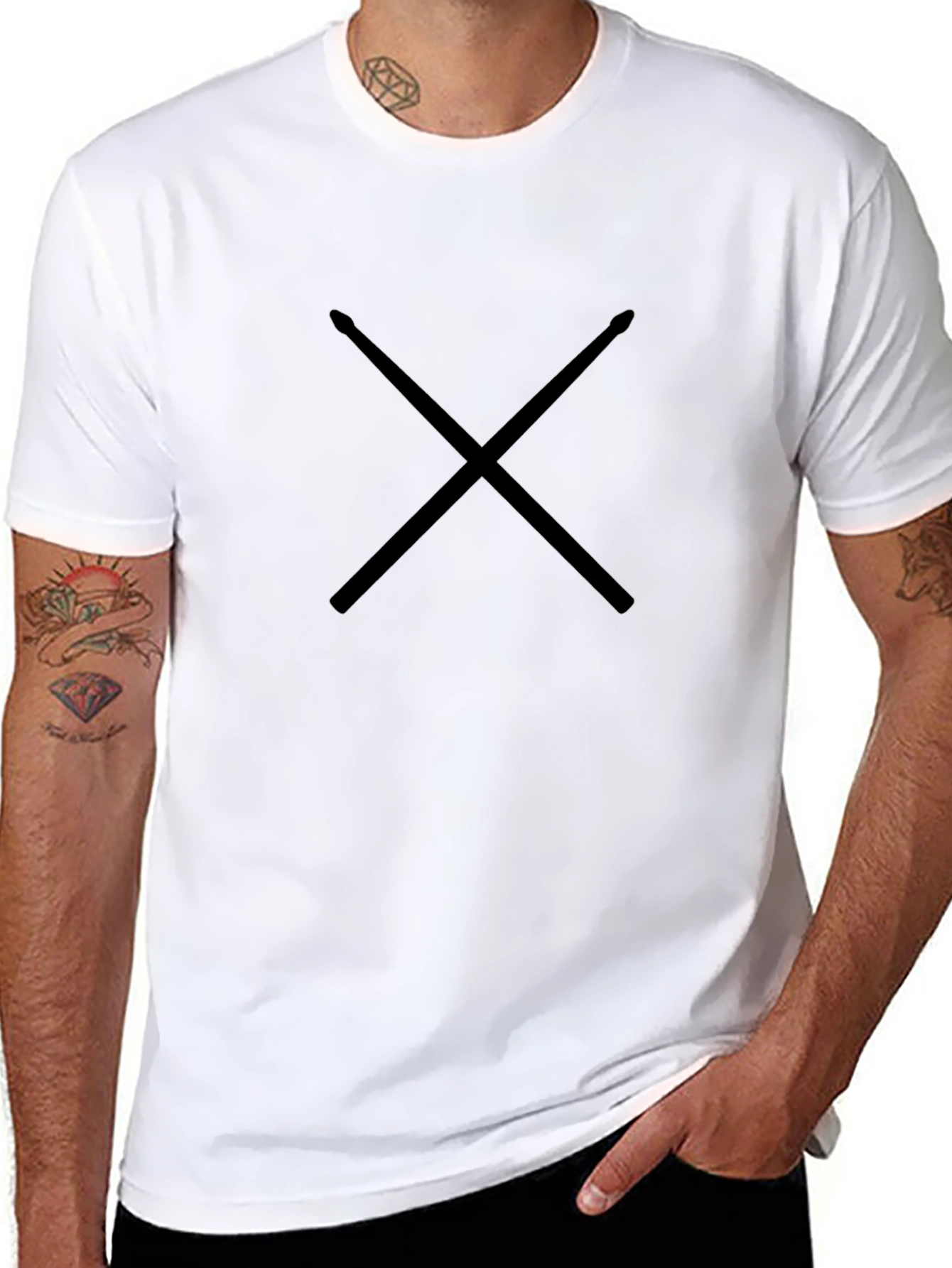 Drumsticks Graphic Tee - Classic Black Cotton T-Shirt