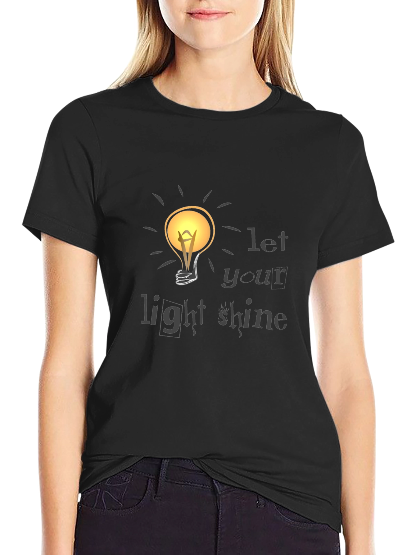 Let Your Light Shine Graphic Tee - Black