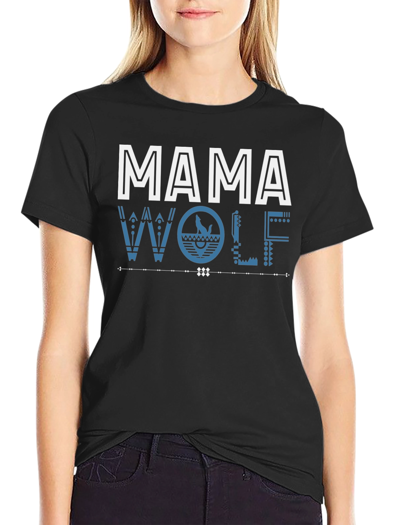 Mama Wolf Graphic Tee - Black