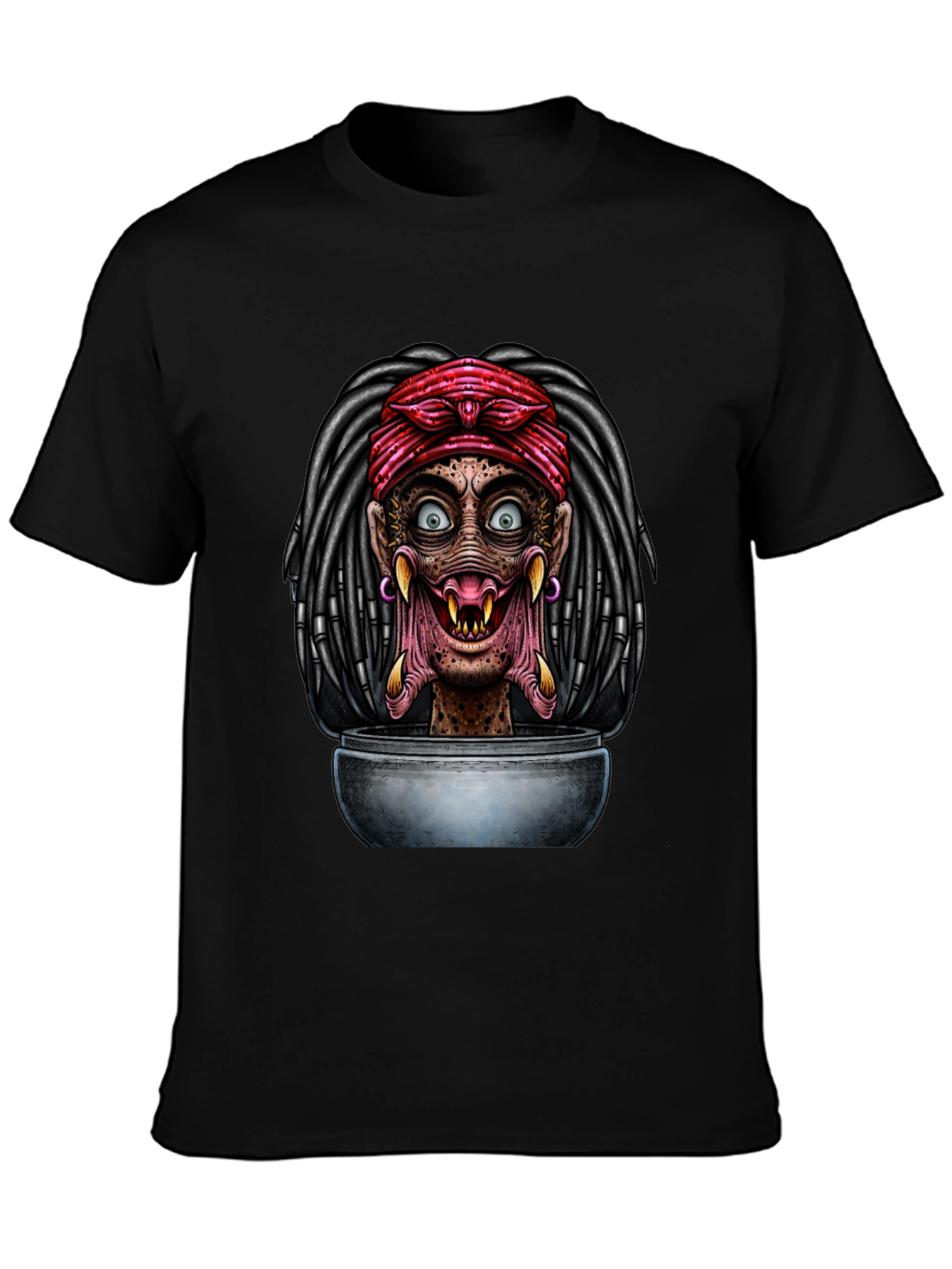 Creepy Head in Bowl Black Graphic Tee
