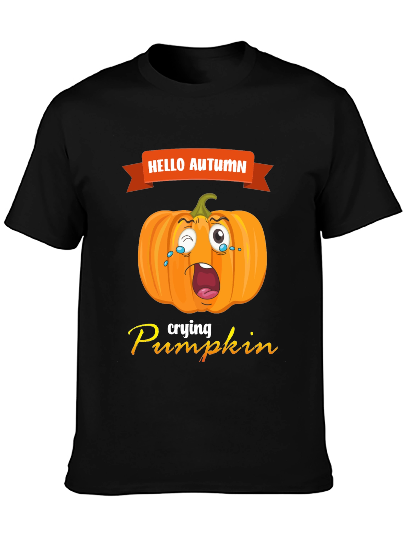 Hello Autumn Crying Pumpkin Graphic Tee