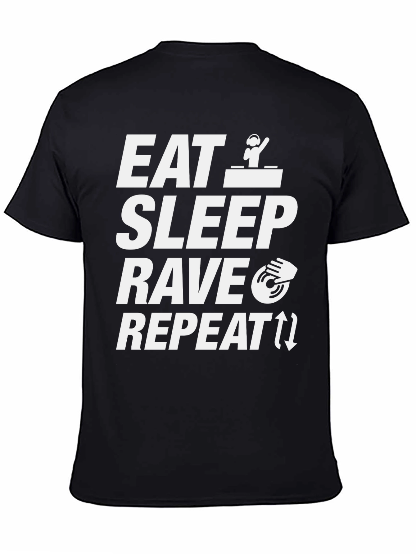 Eat Sleep Rave Repeat Black Graphic T-Shirt