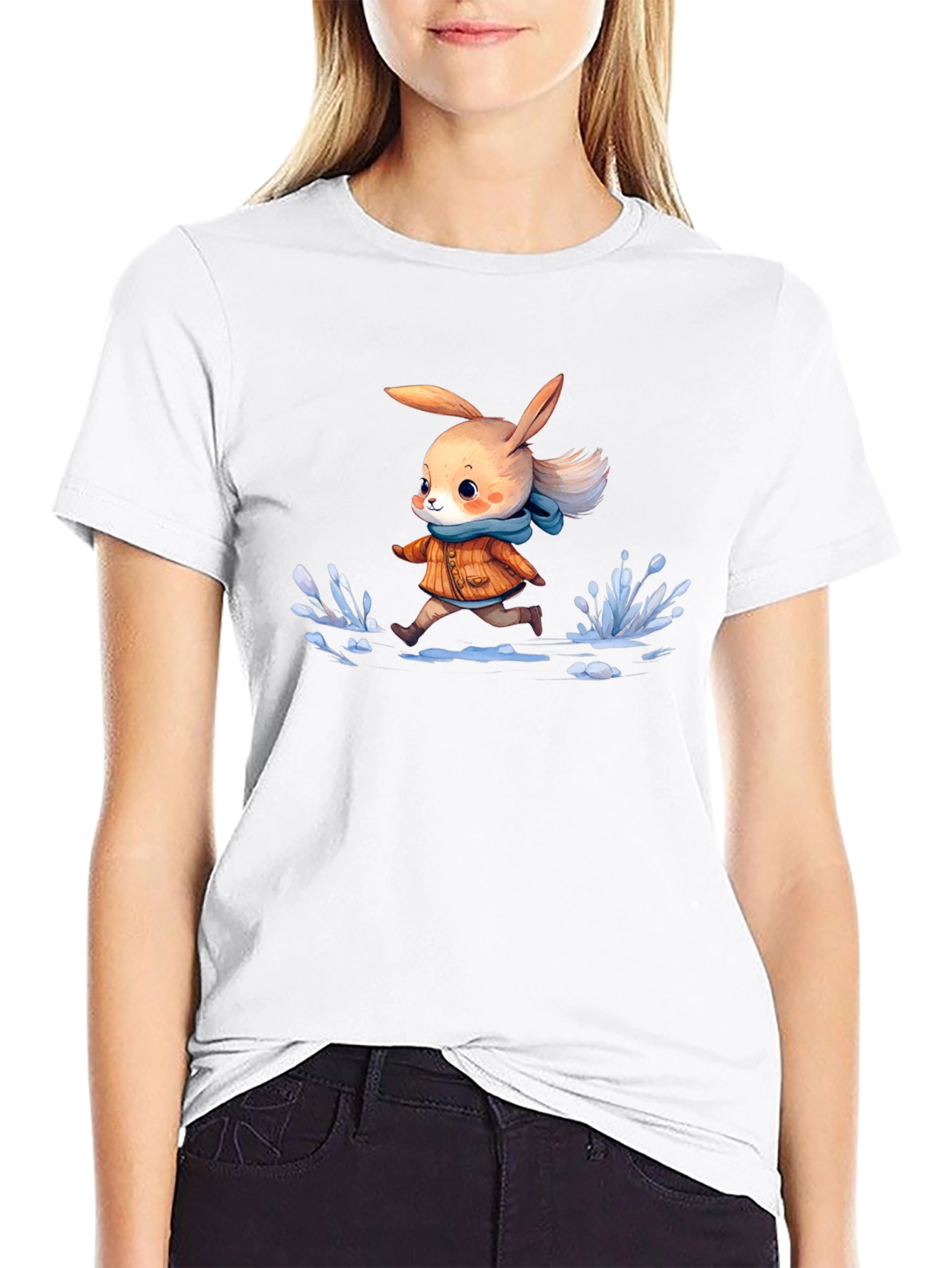 Cartoon Rabbit Running T-Shirt