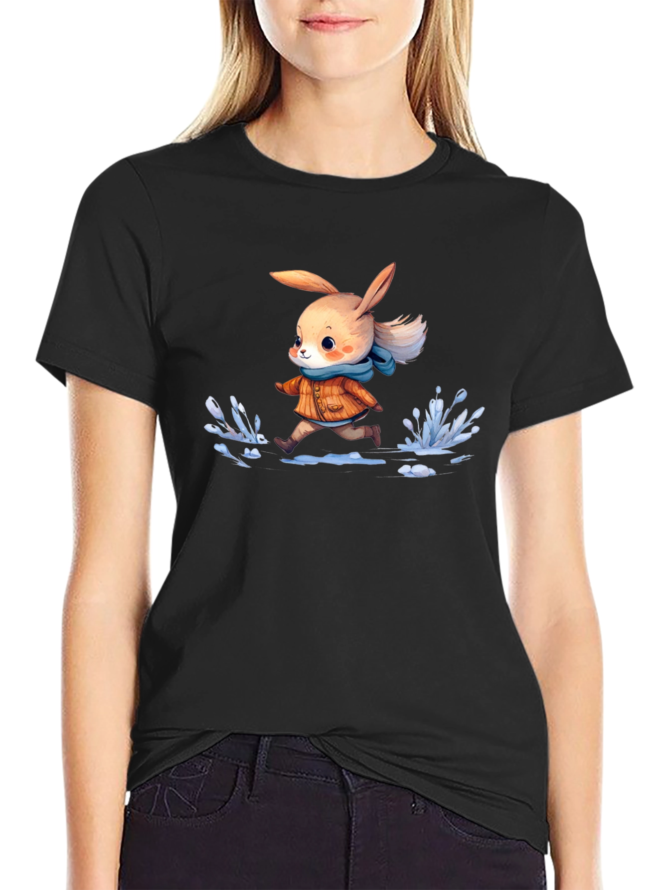 Cartoon Rabbit Running T-Shirt