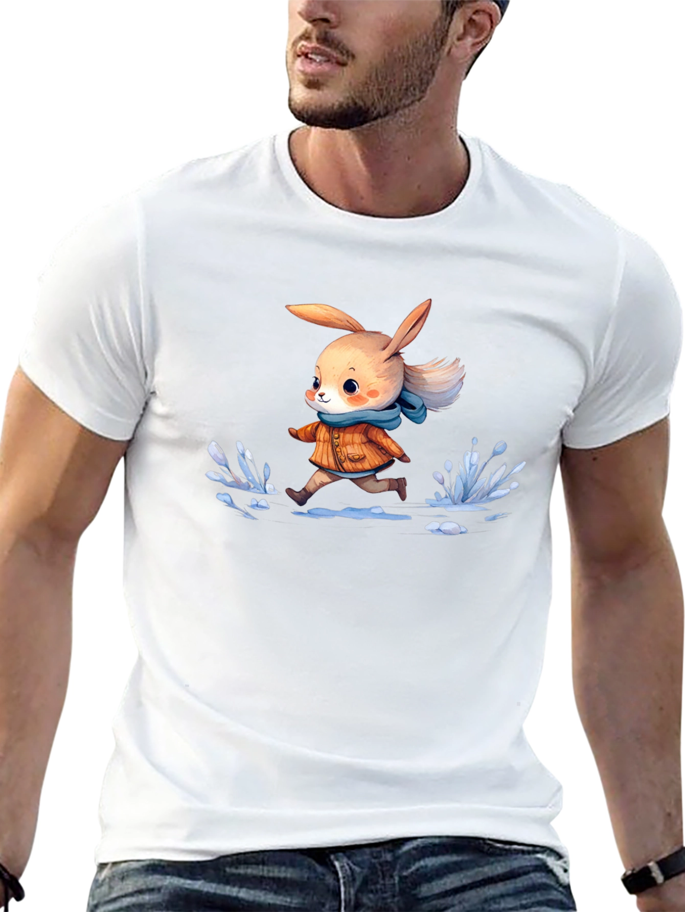 Cartoon Rabbit Running T-Shirt