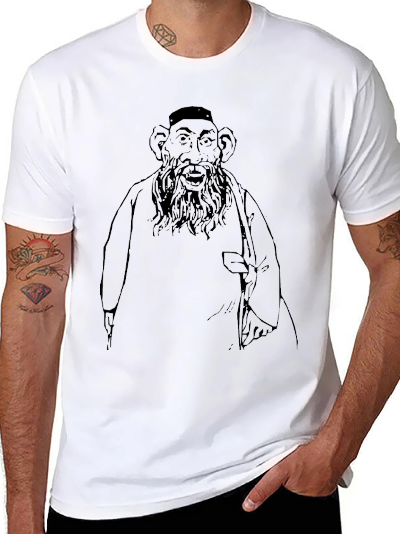 Bearded Man Graphic T-Shirt - Black