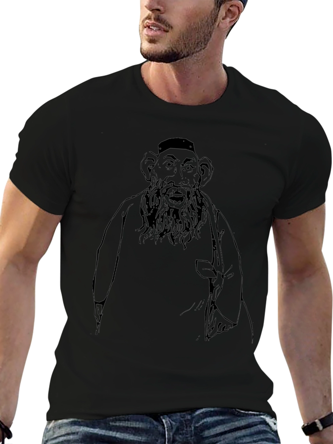 Bearded Man Graphic T-Shirt - Black