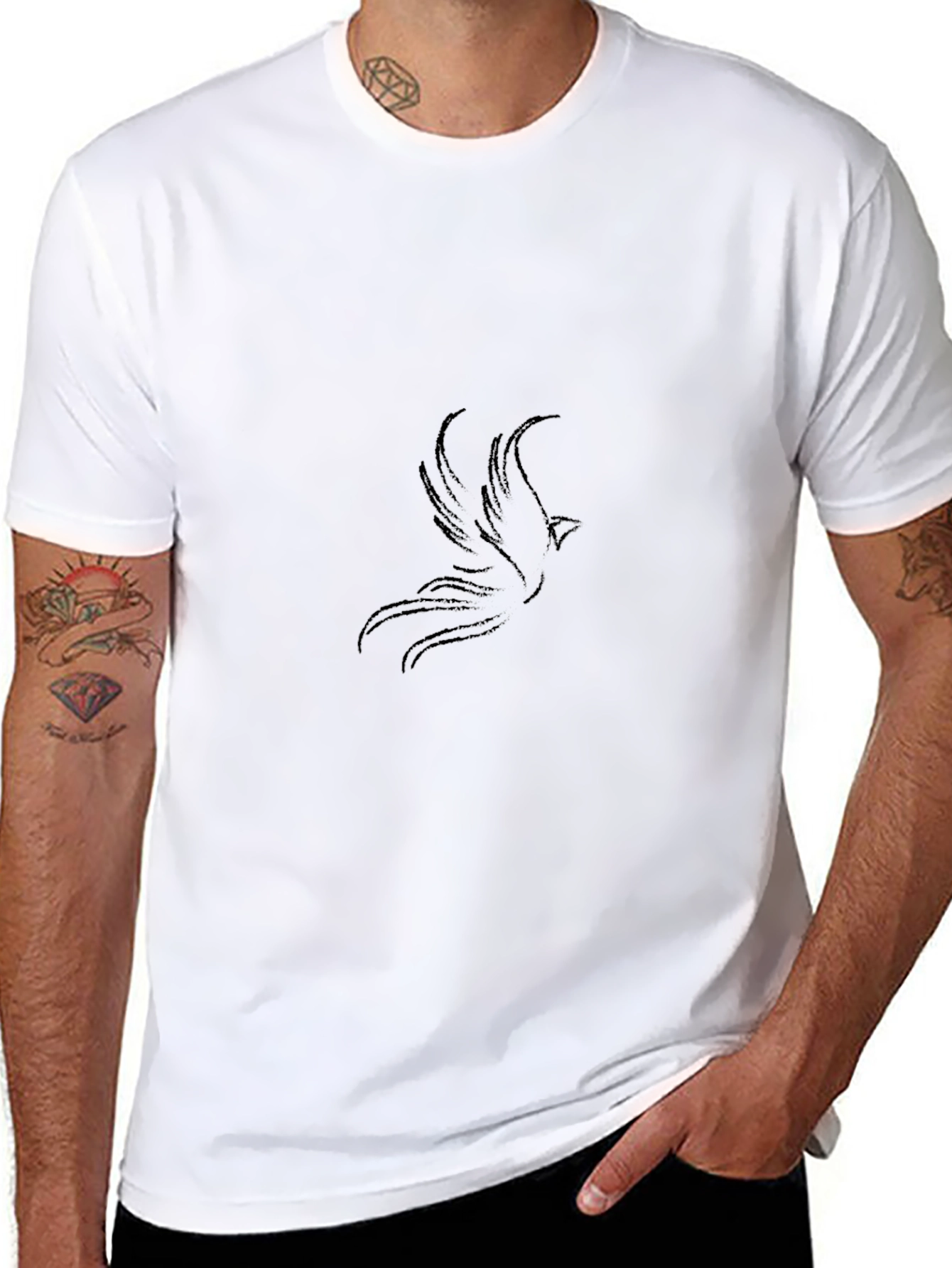 Mens Black Phoenix Graphic Tee
