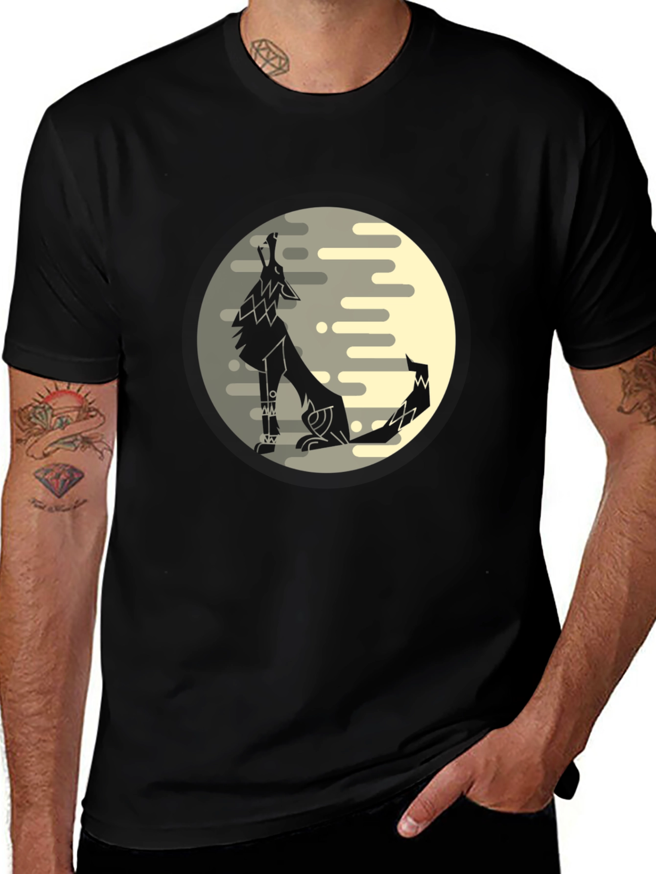 Wolf Moon Graphic Tee - Black Cotton Comfort