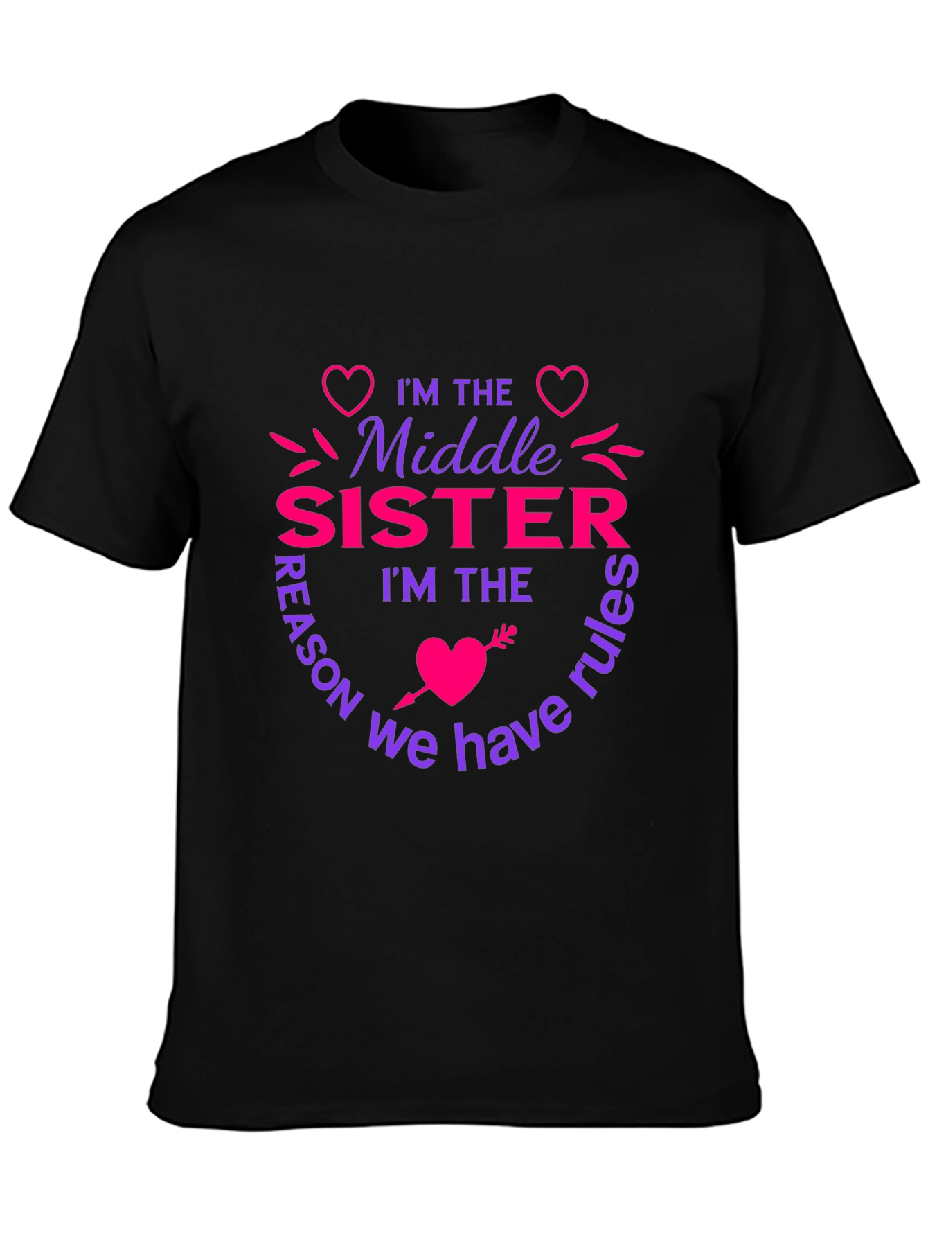 Middle Sister Rules T-Shirt - Fun Sister Tee