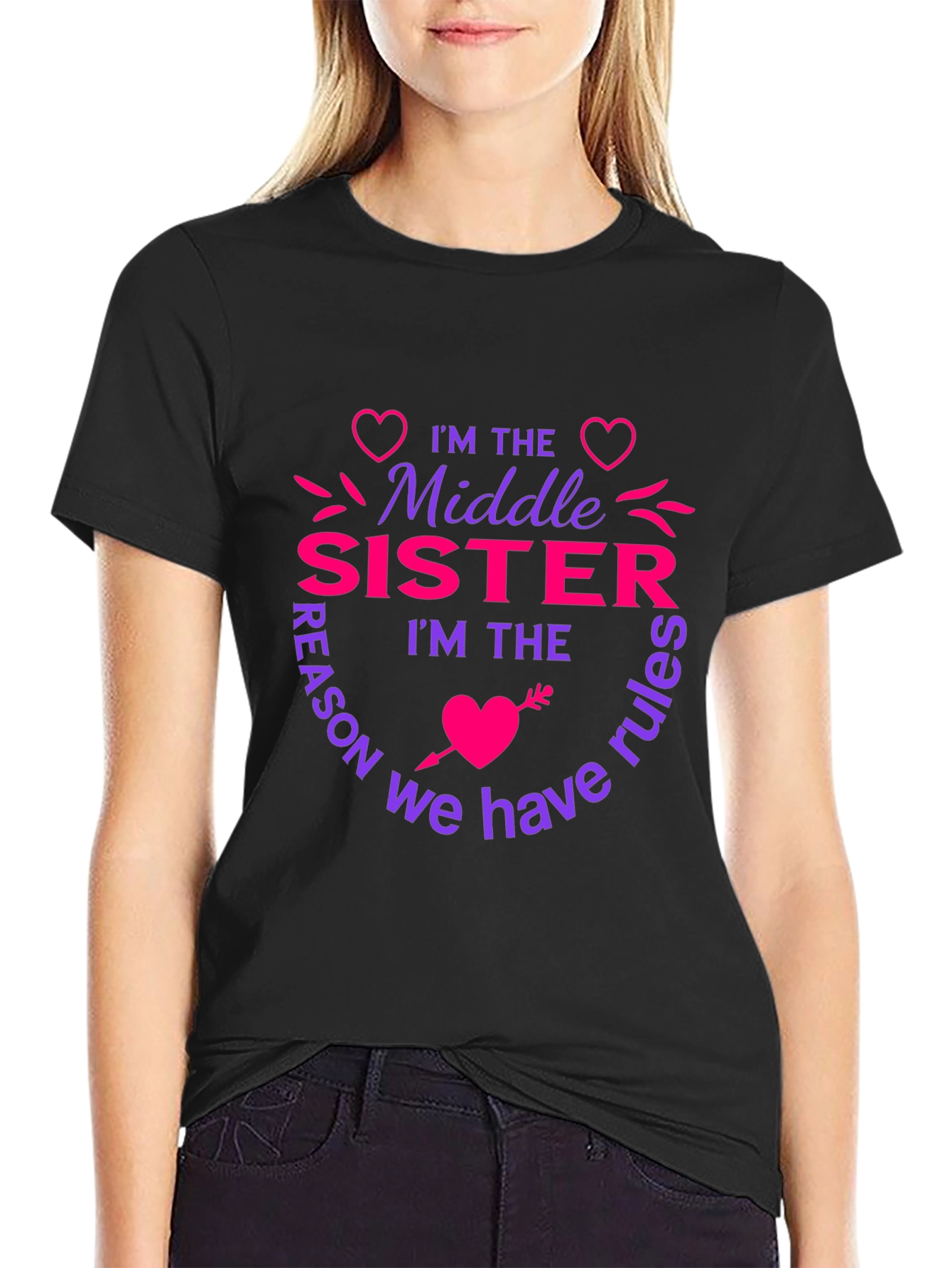 Middle Sister Rules T-Shirt - Fun Sister Tee