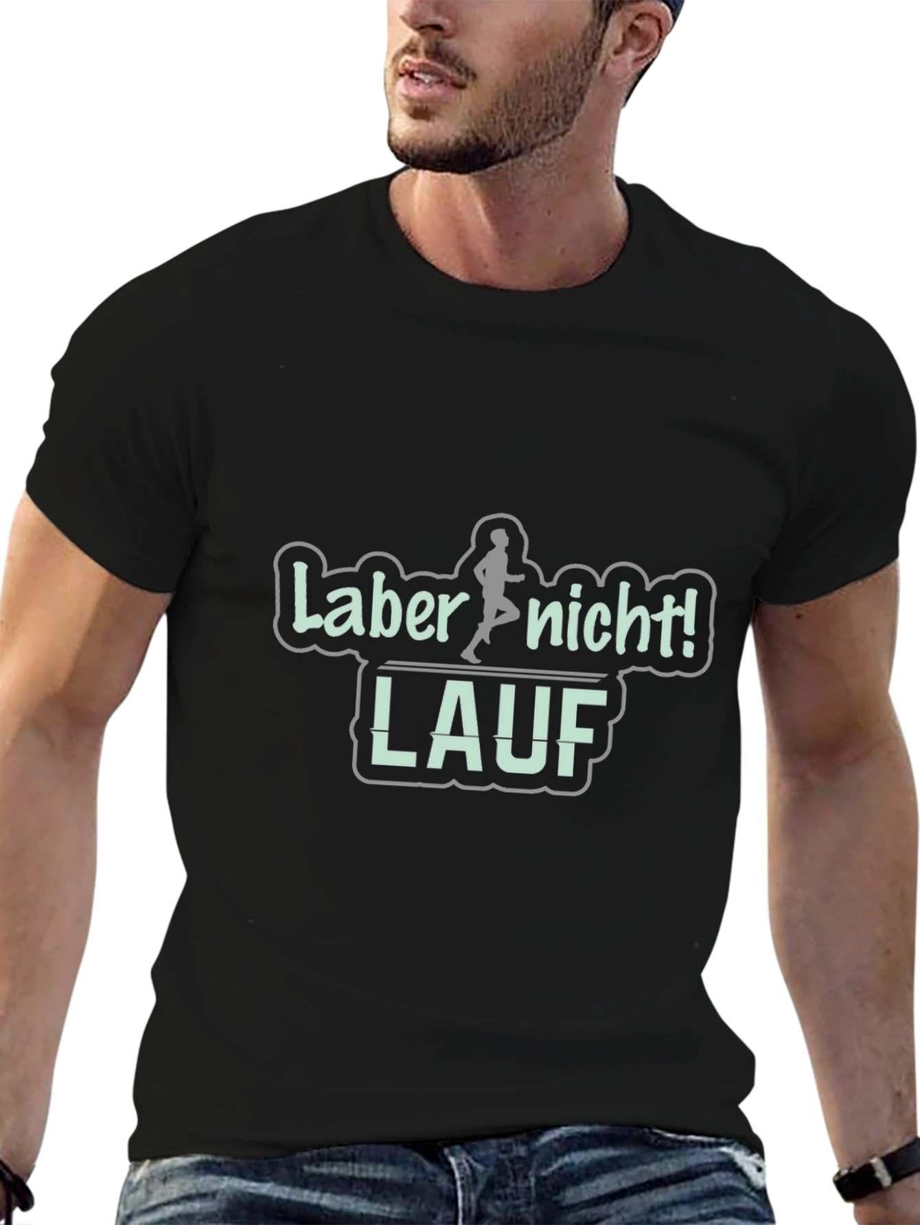 Black T-Shirt - Funny Runner Graphic
