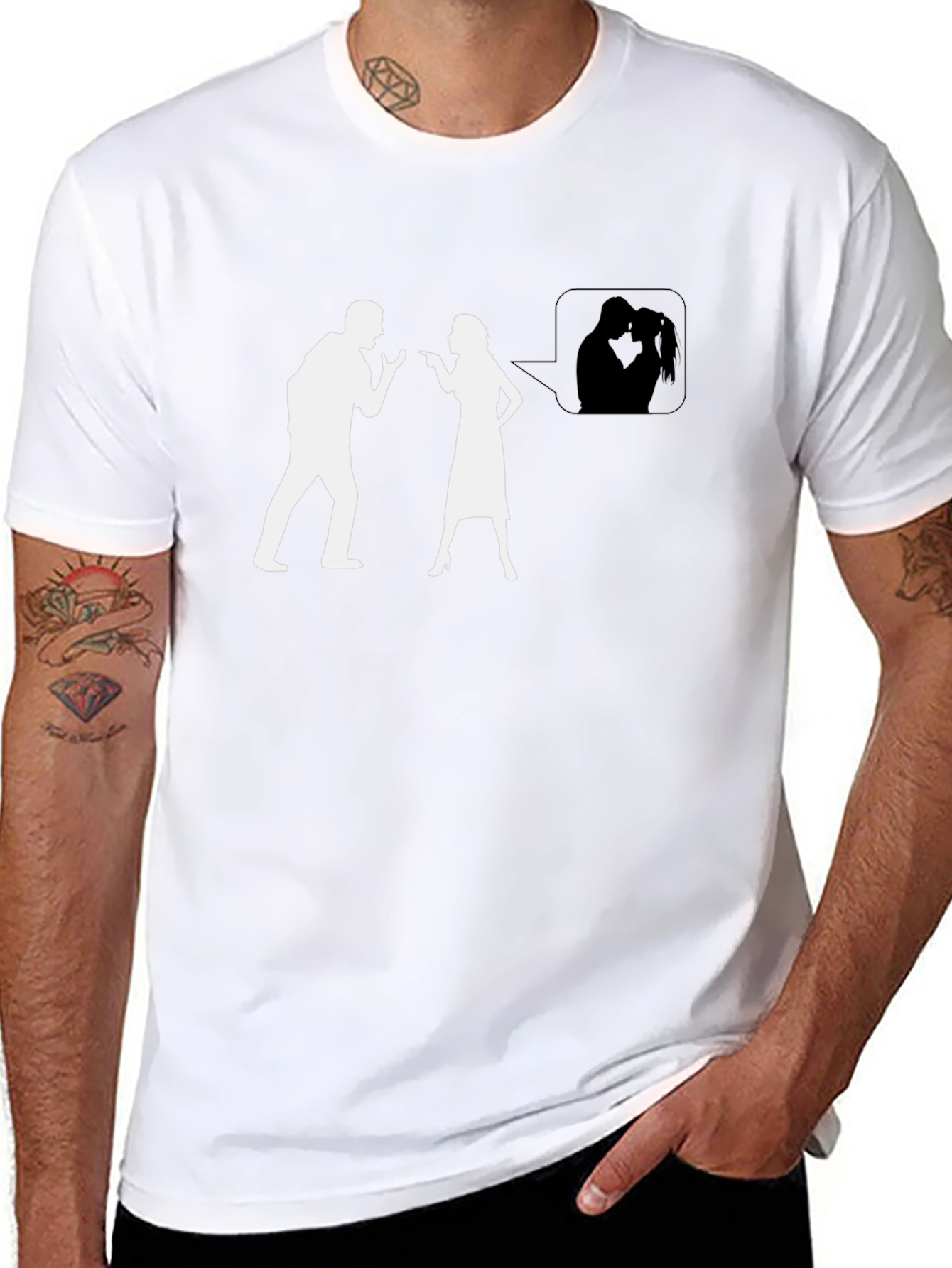 Funny Arguing Couple T-Shirt - Black Tee