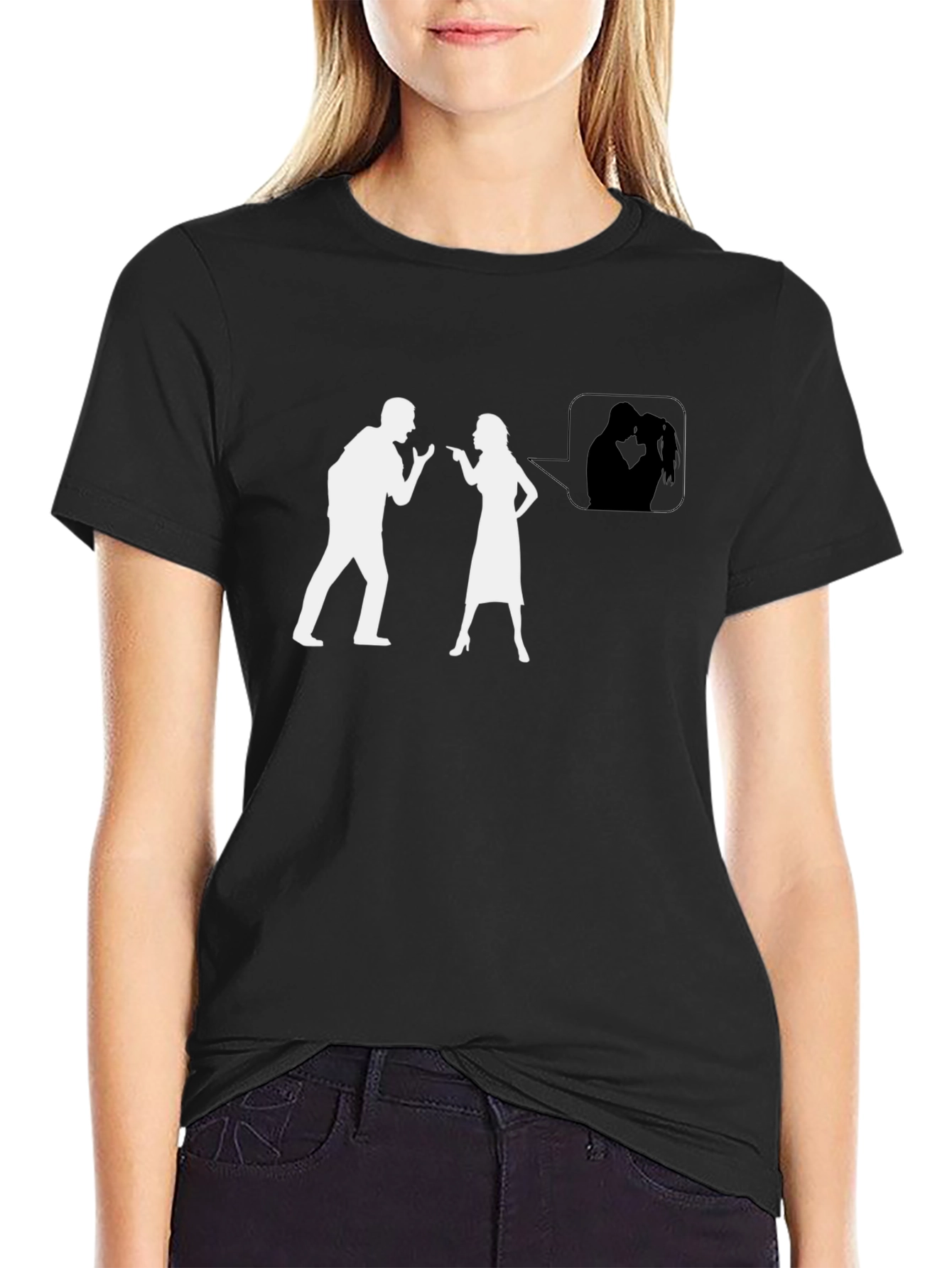 Funny Arguing Couple T-Shirt - Black Tee