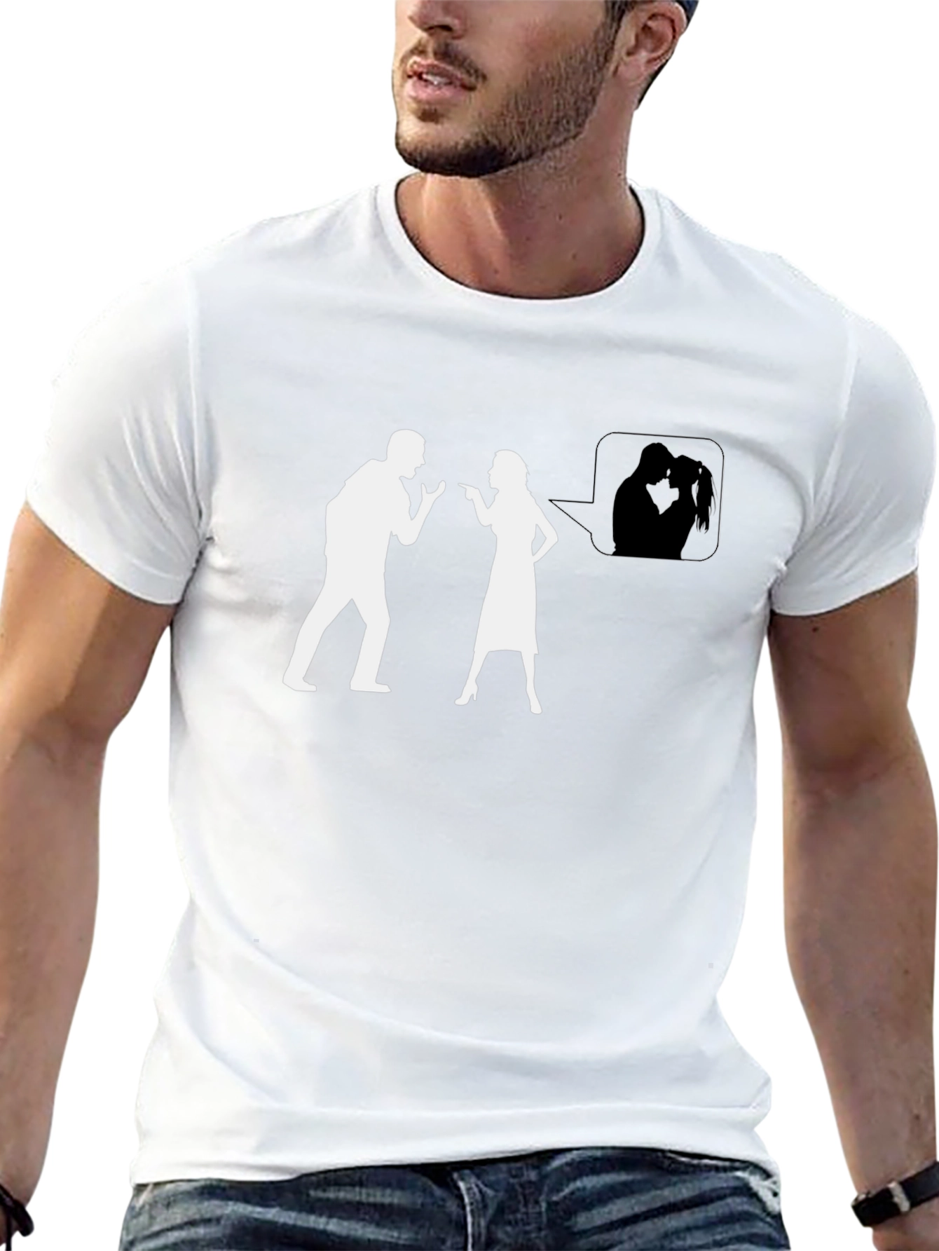 Funny Arguing Couple T-Shirt - Black Tee