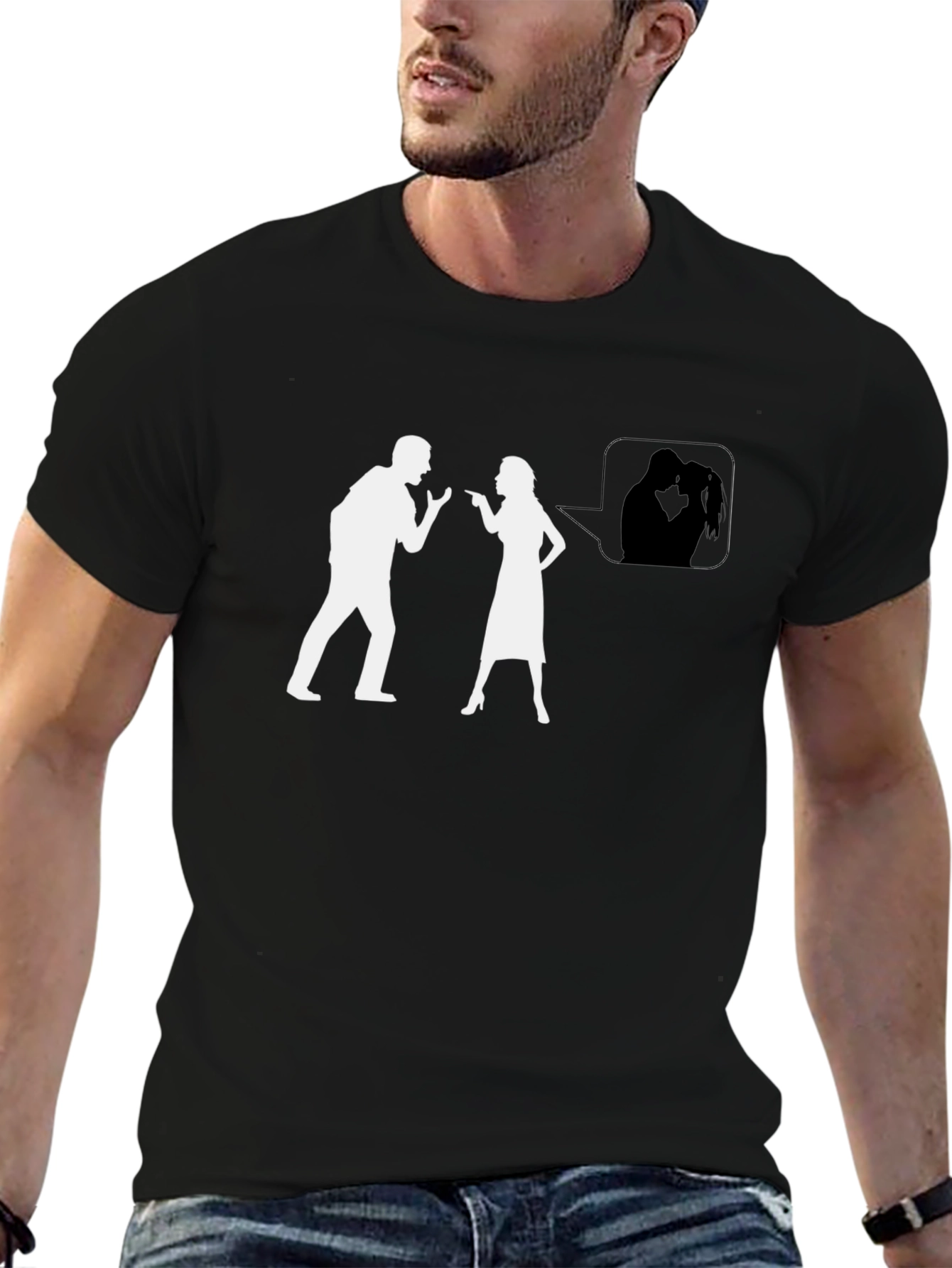 Funny Arguing Couple T-Shirt - Black Tee