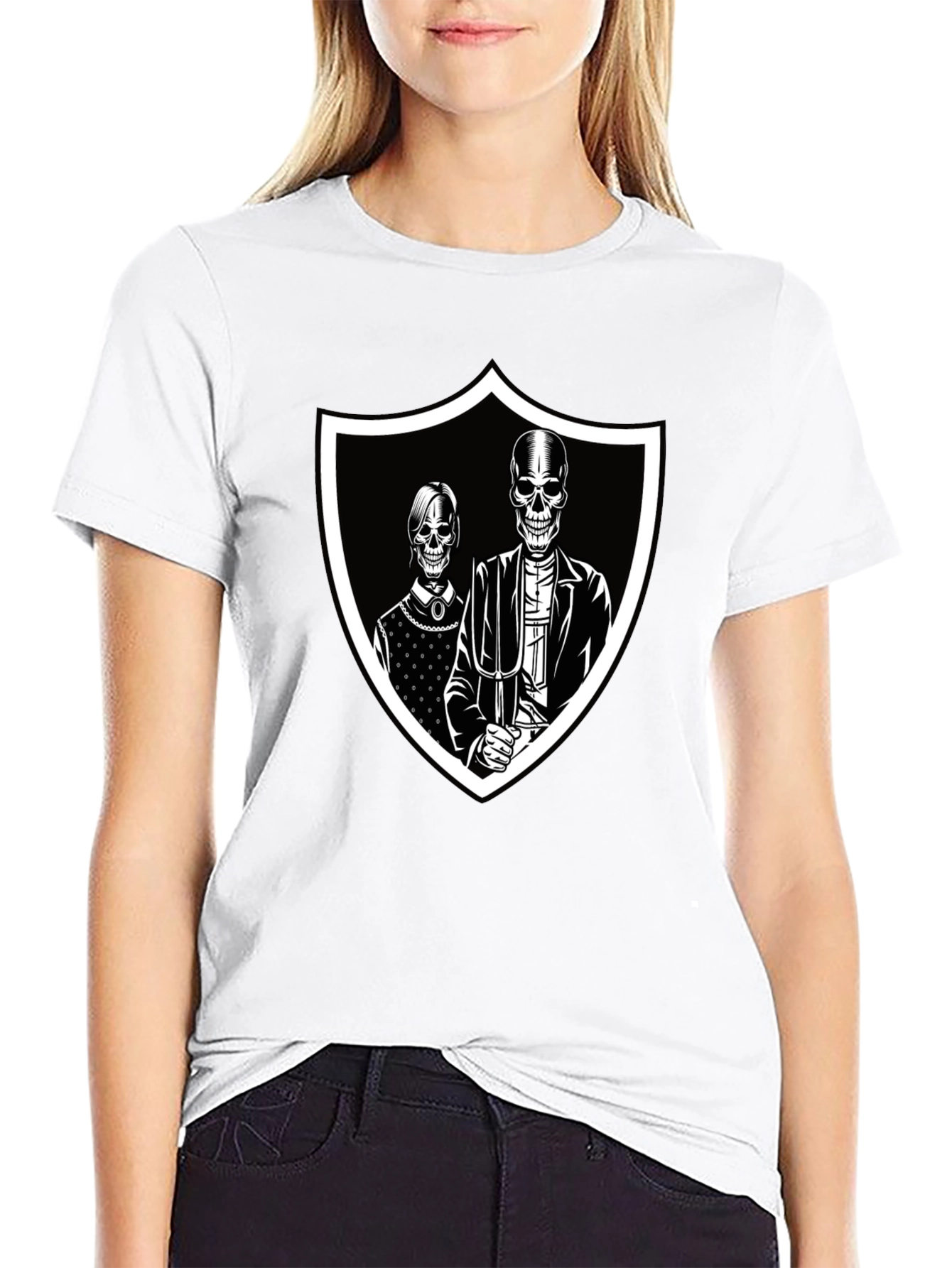 Skeleton American Gothic Black T-Shirt