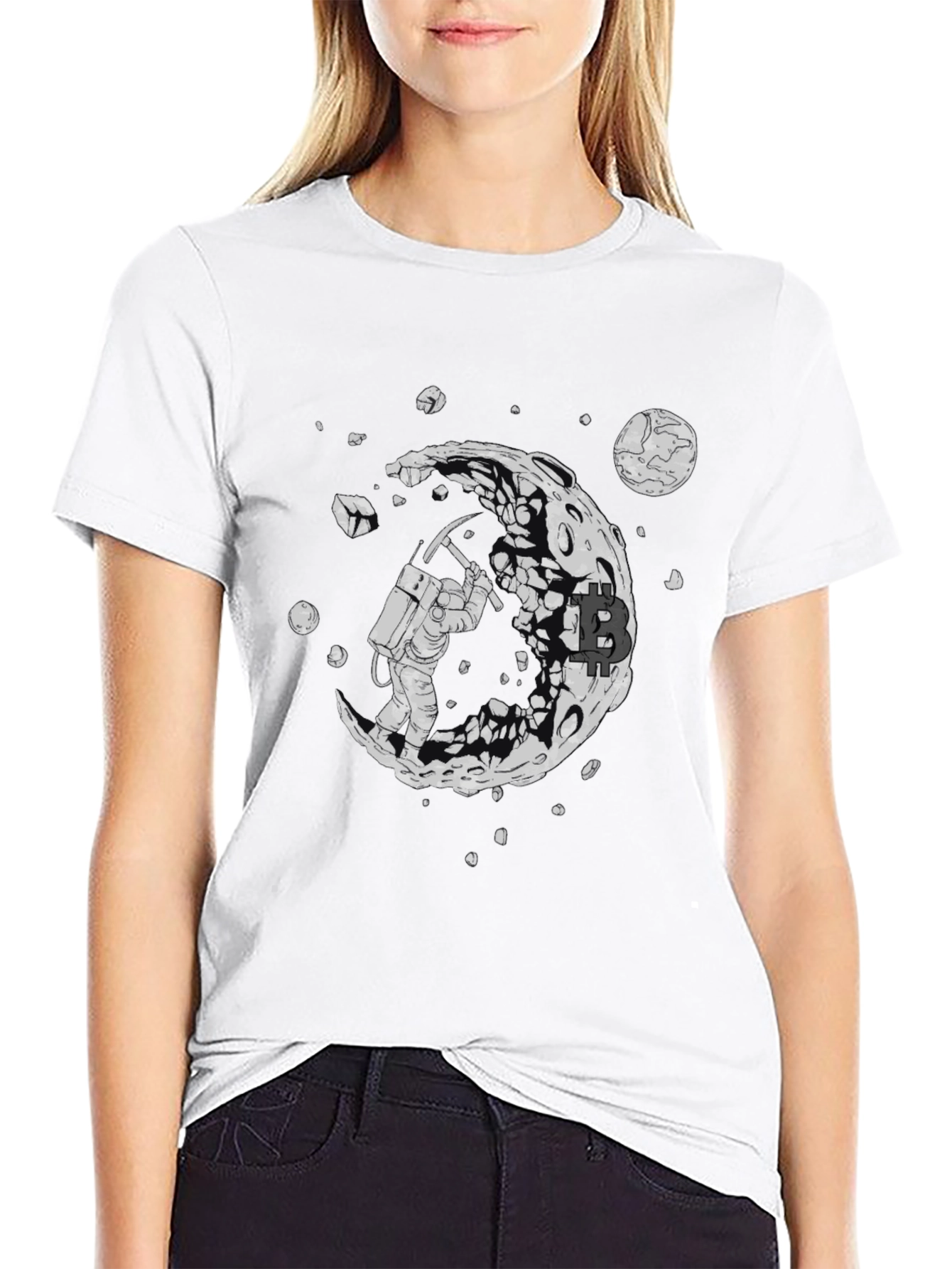 Bitcoin Moon Miner T-Shirt - Crypto Astronaut