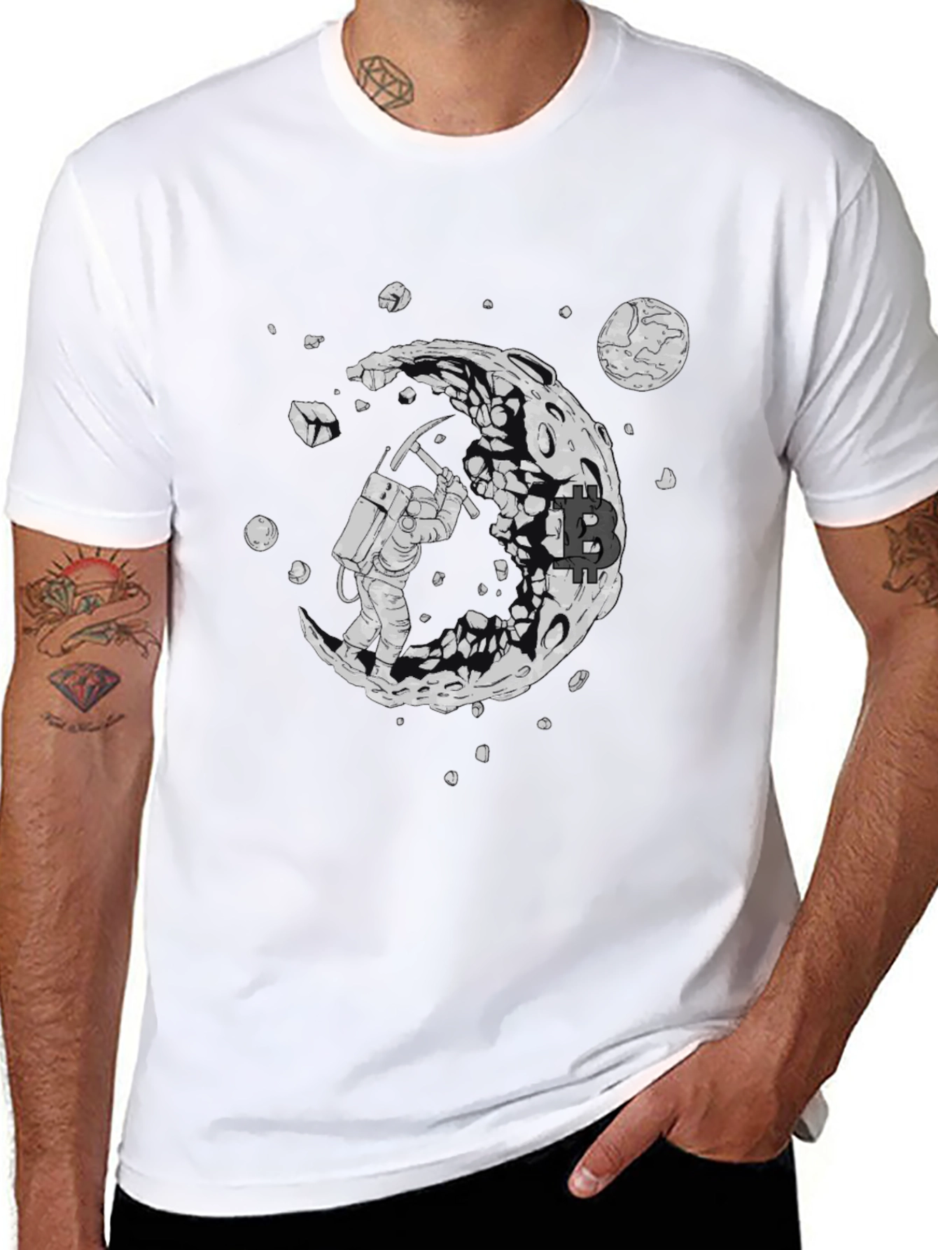 Bitcoin Moon Miner T-Shirt - Crypto Astronaut