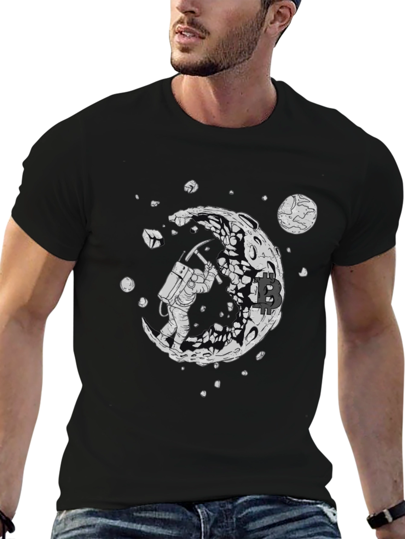 Bitcoin Moon Miner T-Shirt - Crypto Astronaut