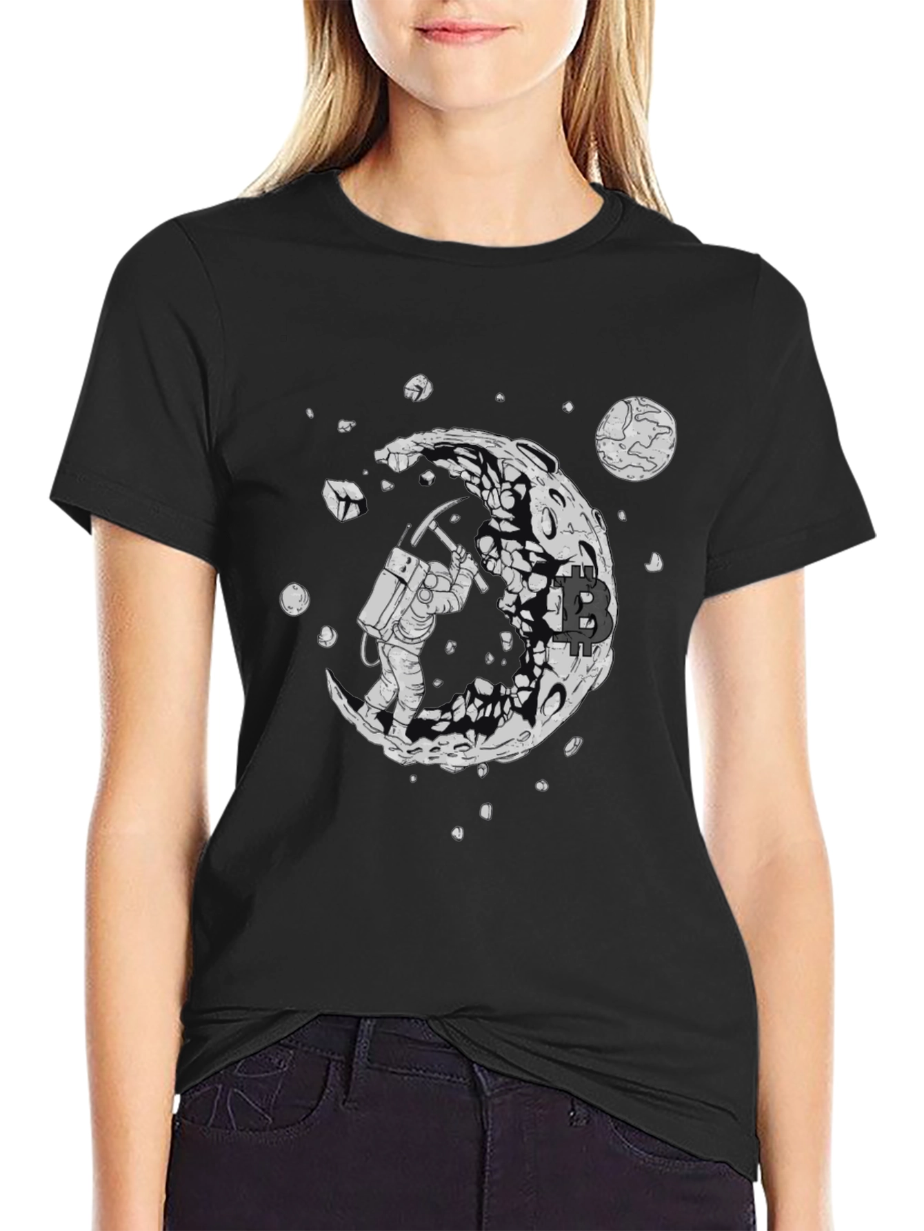 Bitcoin Moon Miner T-Shirt - Crypto Astronaut
