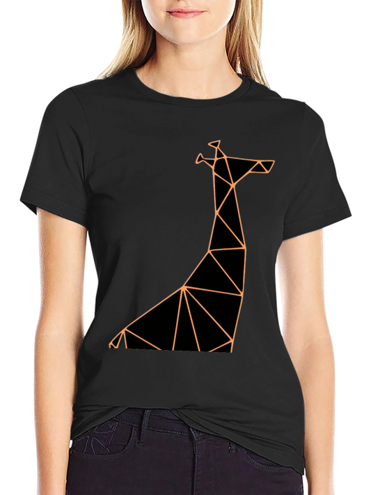 Geometric Giraffe Graphic Tee - Modern Black T-Shirt