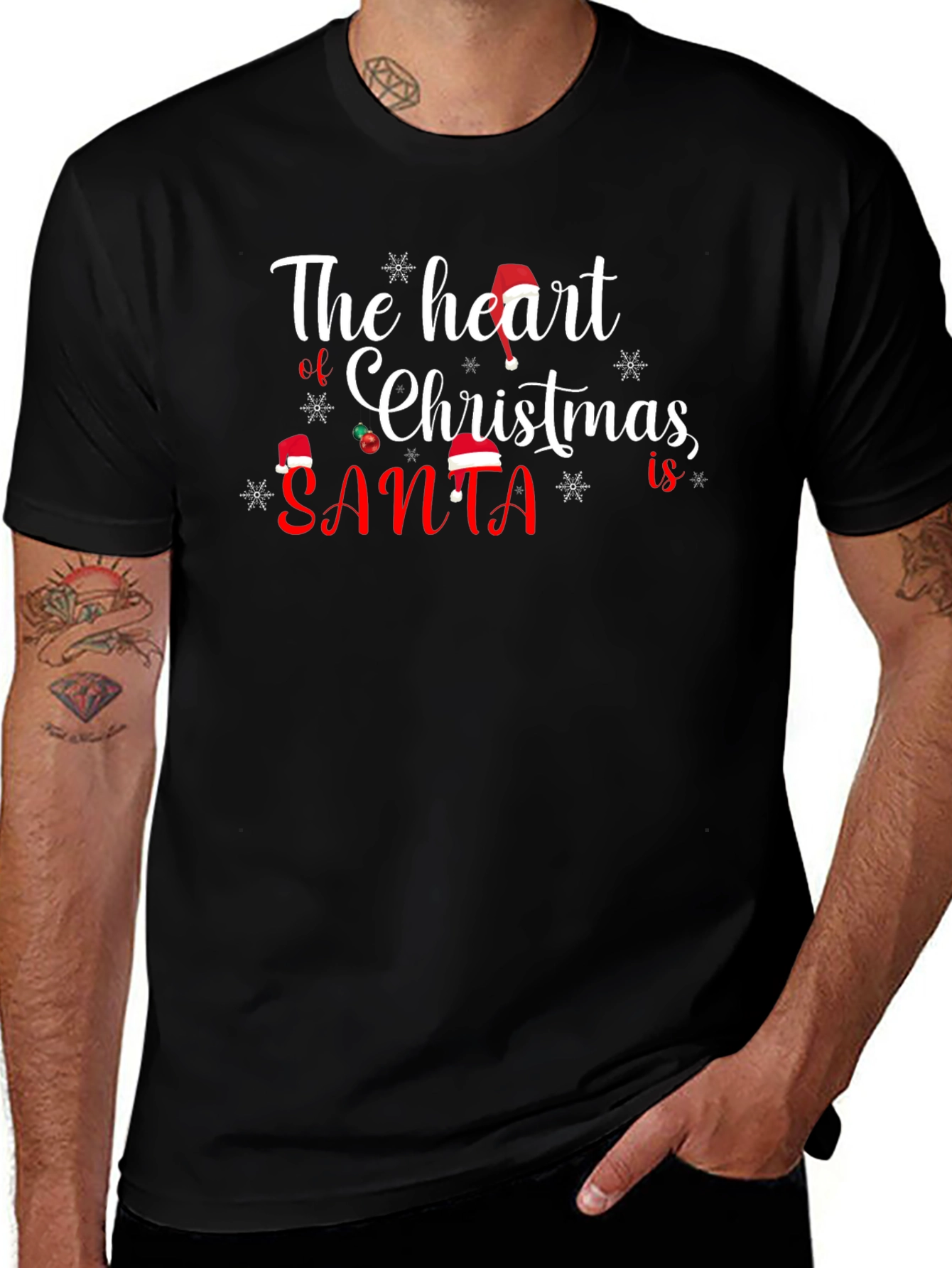 Heart of Christmas Santa Graphic T-Shirt