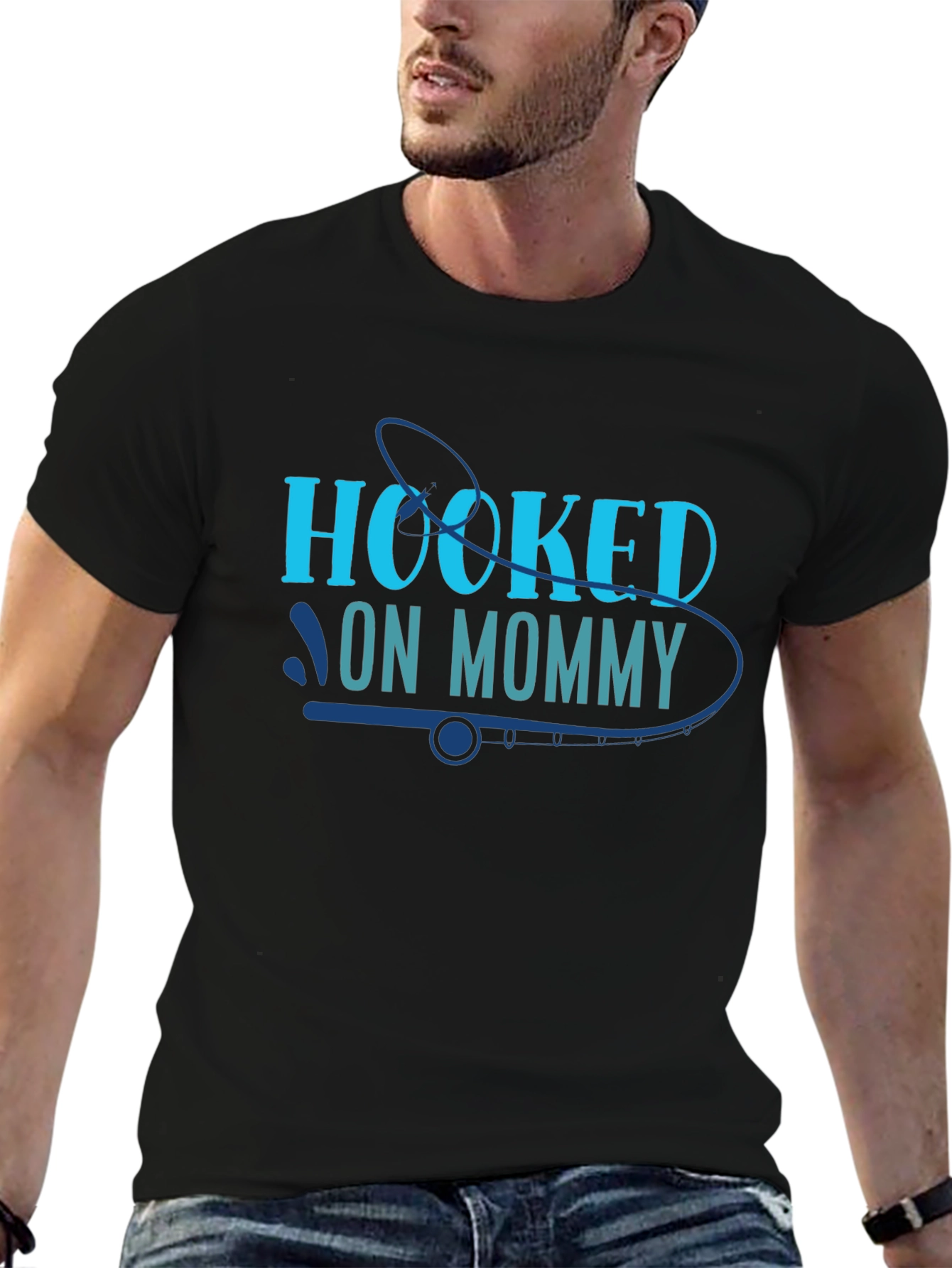 Hooked On Mommy Graphic Tee Fishing Lover Shirt