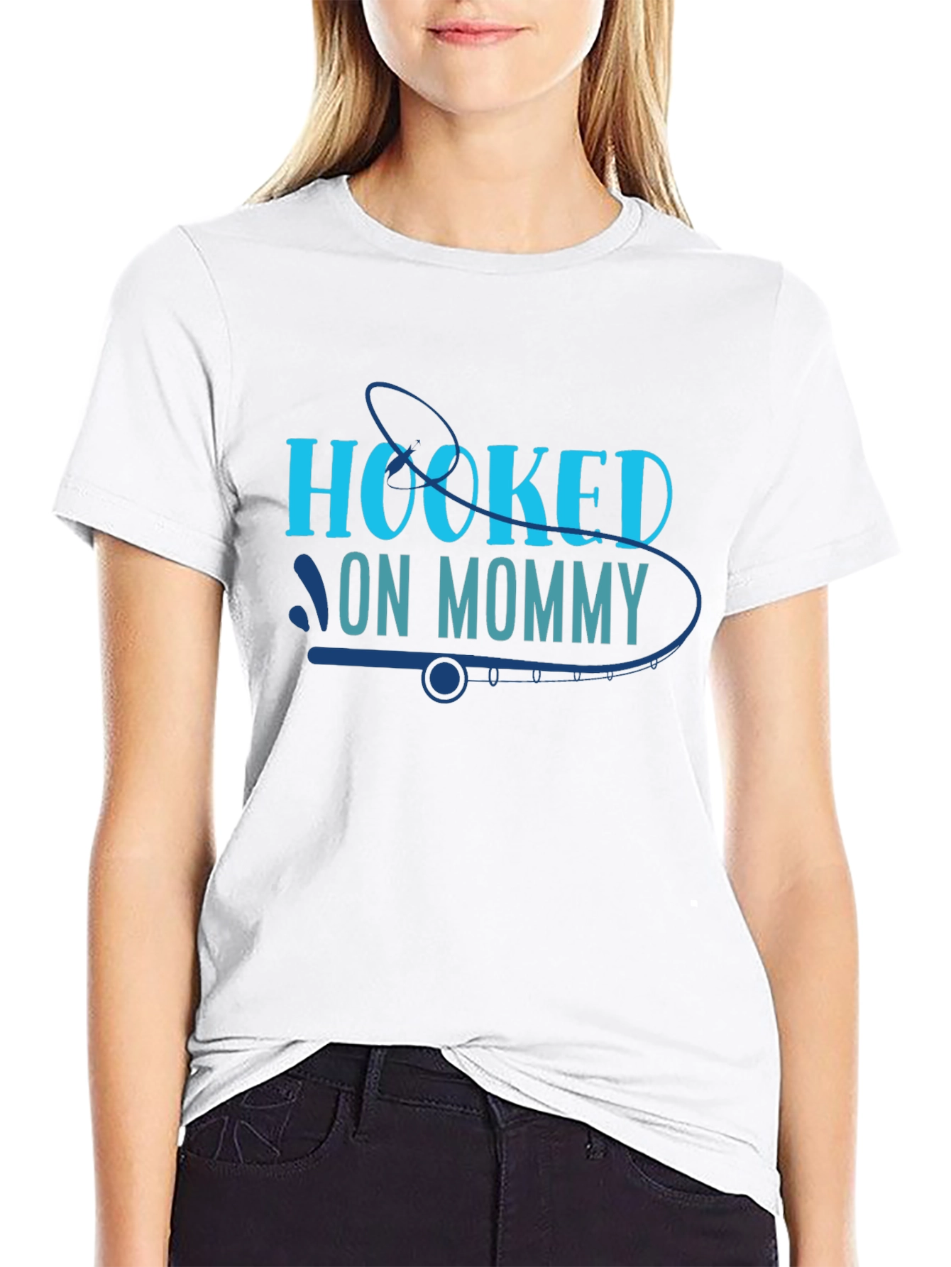 Hooked On Mommy Graphic Tee Fishing Lover Shirt