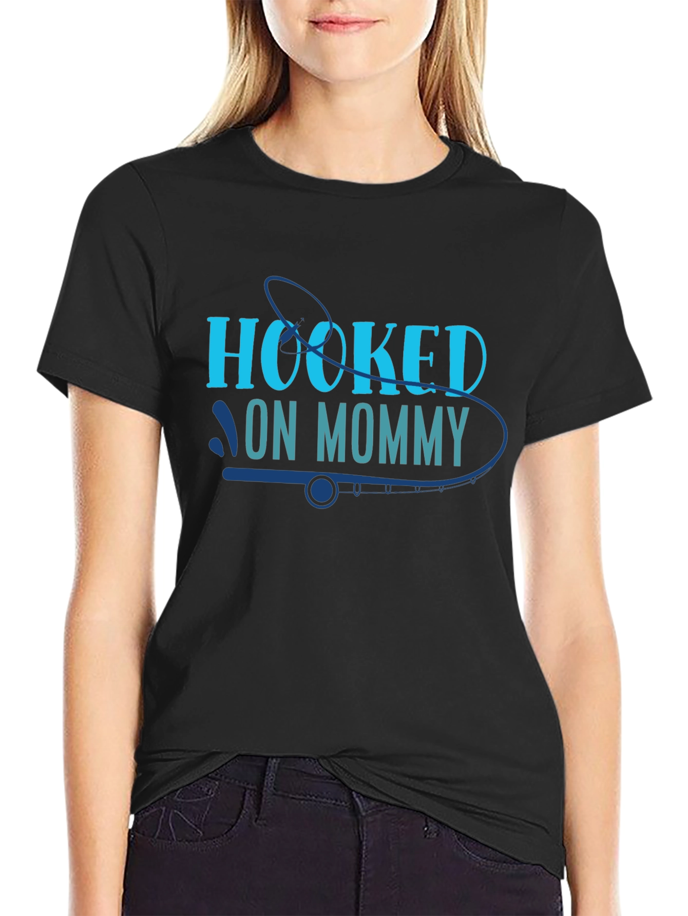 Hooked On Mommy Graphic Tee Fishing Lover Shirt