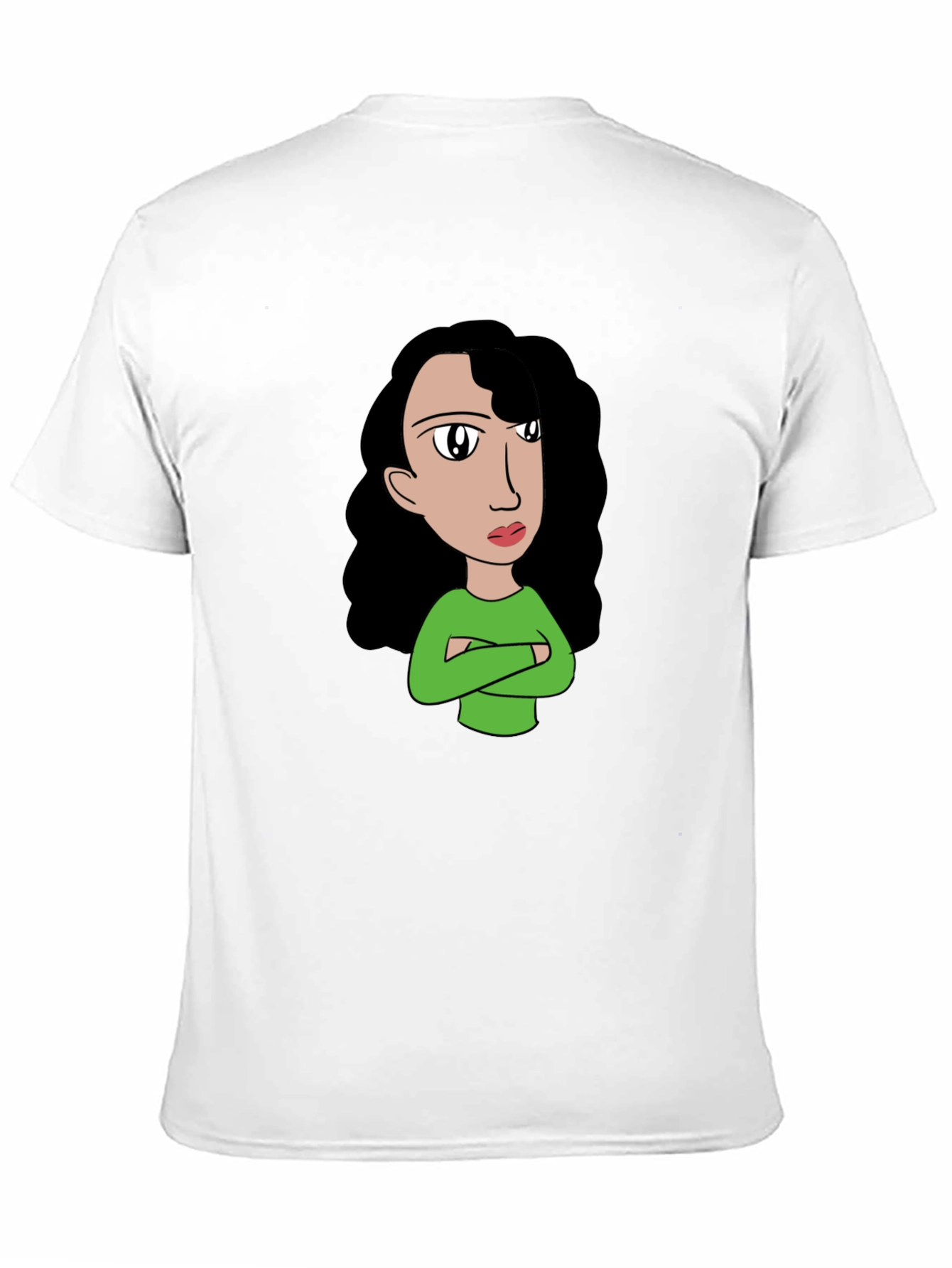 Cartoon Girl Graphic Tee - Black Cotton T-Shirt