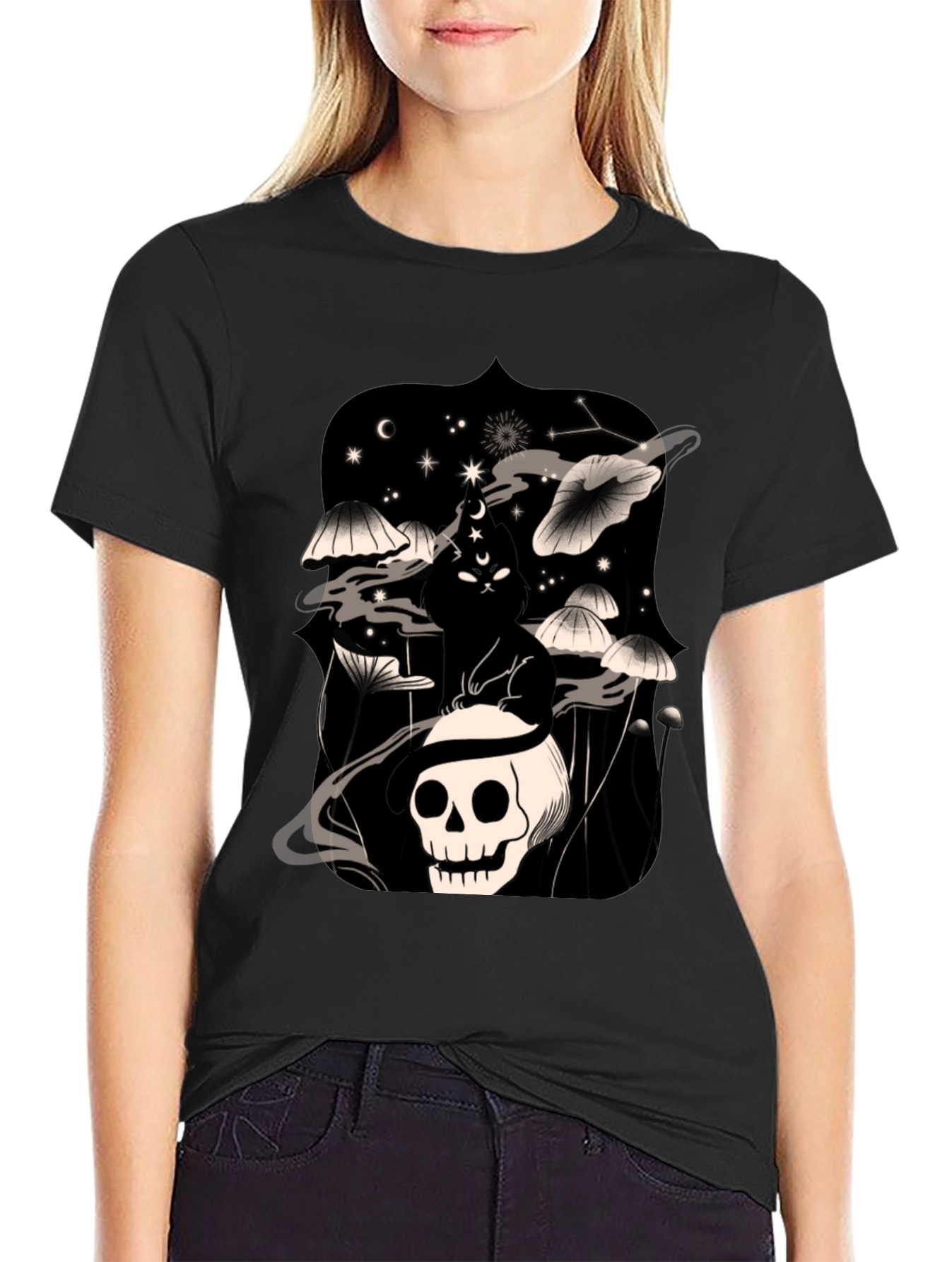 Skull & Mushroom Black Graphic Tee