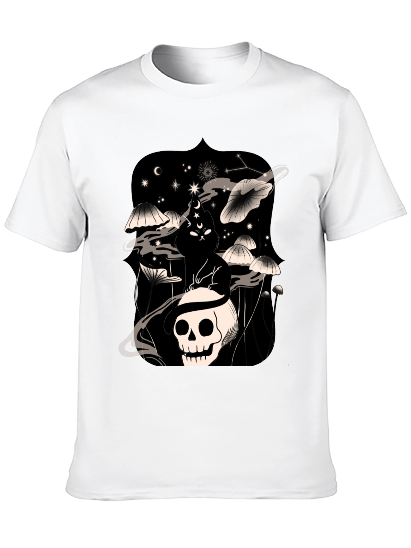 Skull & Mushroom Black Graphic Tee